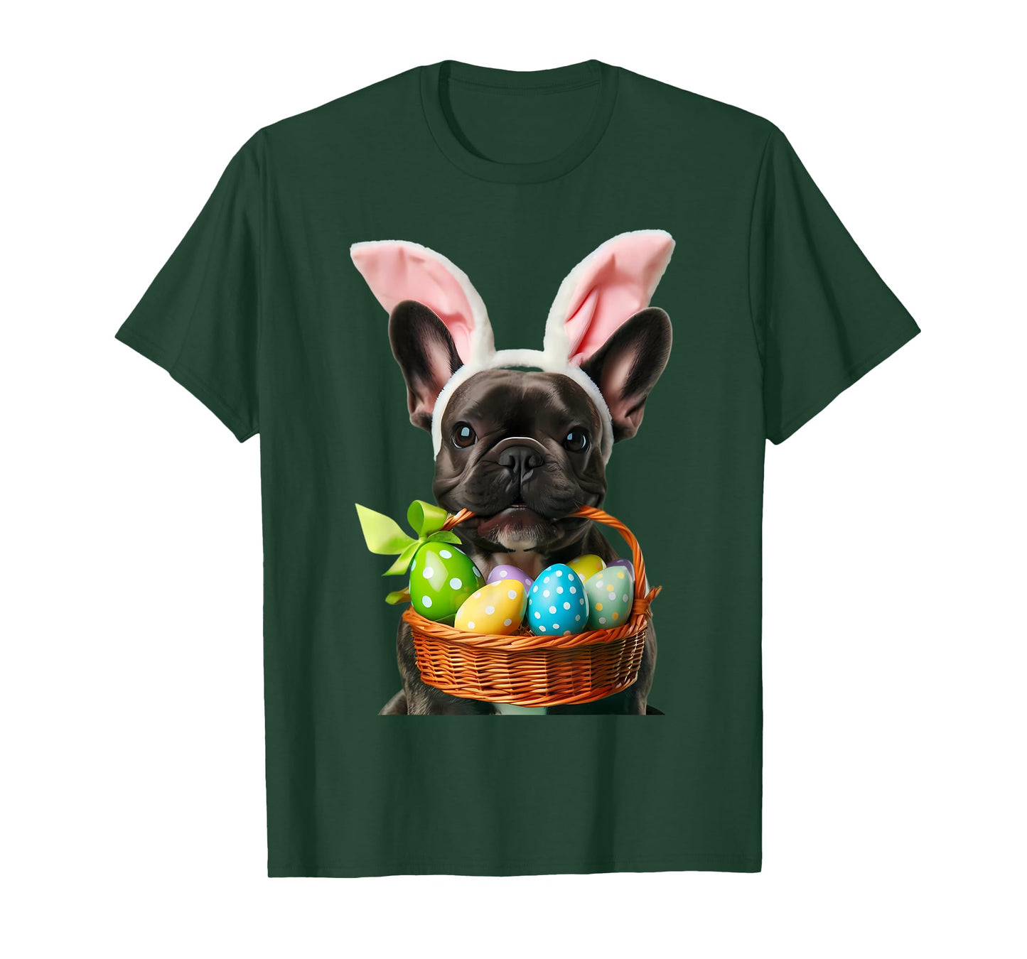 Cute Bunny Ear French Bulldog Dog Easter Eggs Basket Owner Men Women Girls Kids T-Shirt