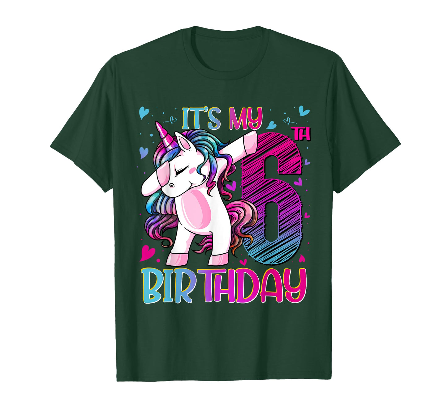 6 Year Old Unicorn Dabbing 6th Birthday Girl Unicorn Party T-Shirt
