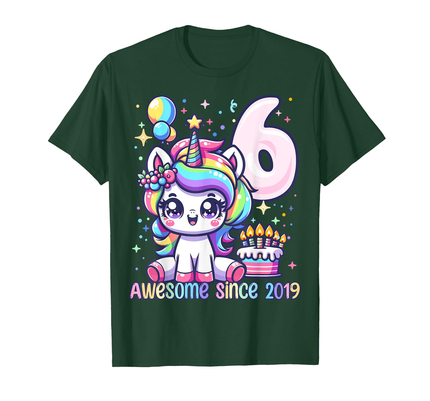 Unicorn 6th Birthday 6 Year Old Unicorn Party Girls Outfit T-Shirt