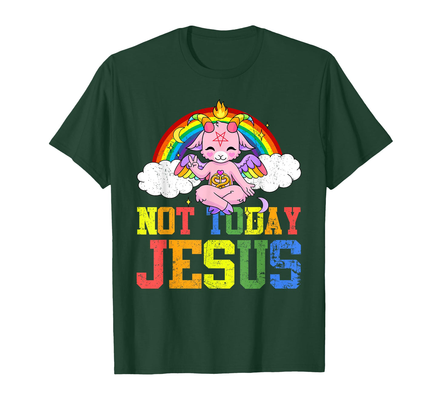 Today Not Jesus Cute Baphomet LBGT Satan Goat Gay Pride T-Shirt