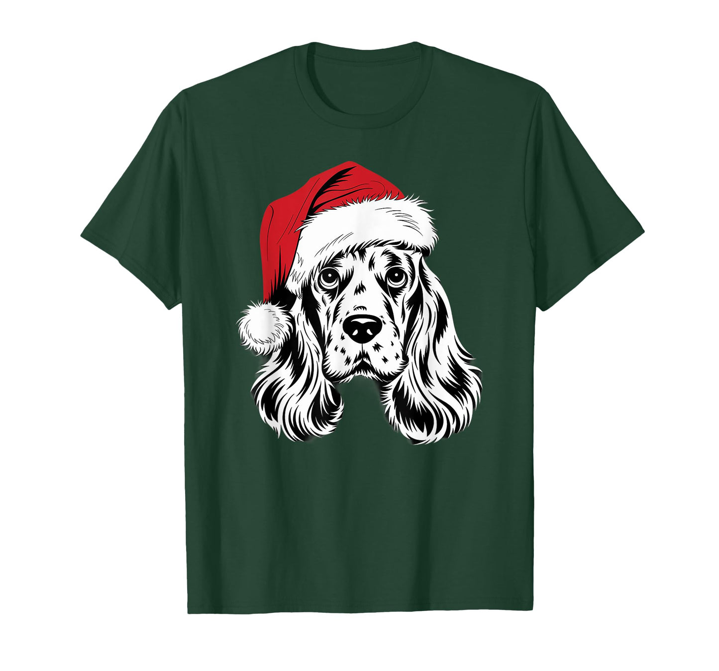 Joyful Cocker Santa Dog on Cocker Spaniel Christmas T-Shirt