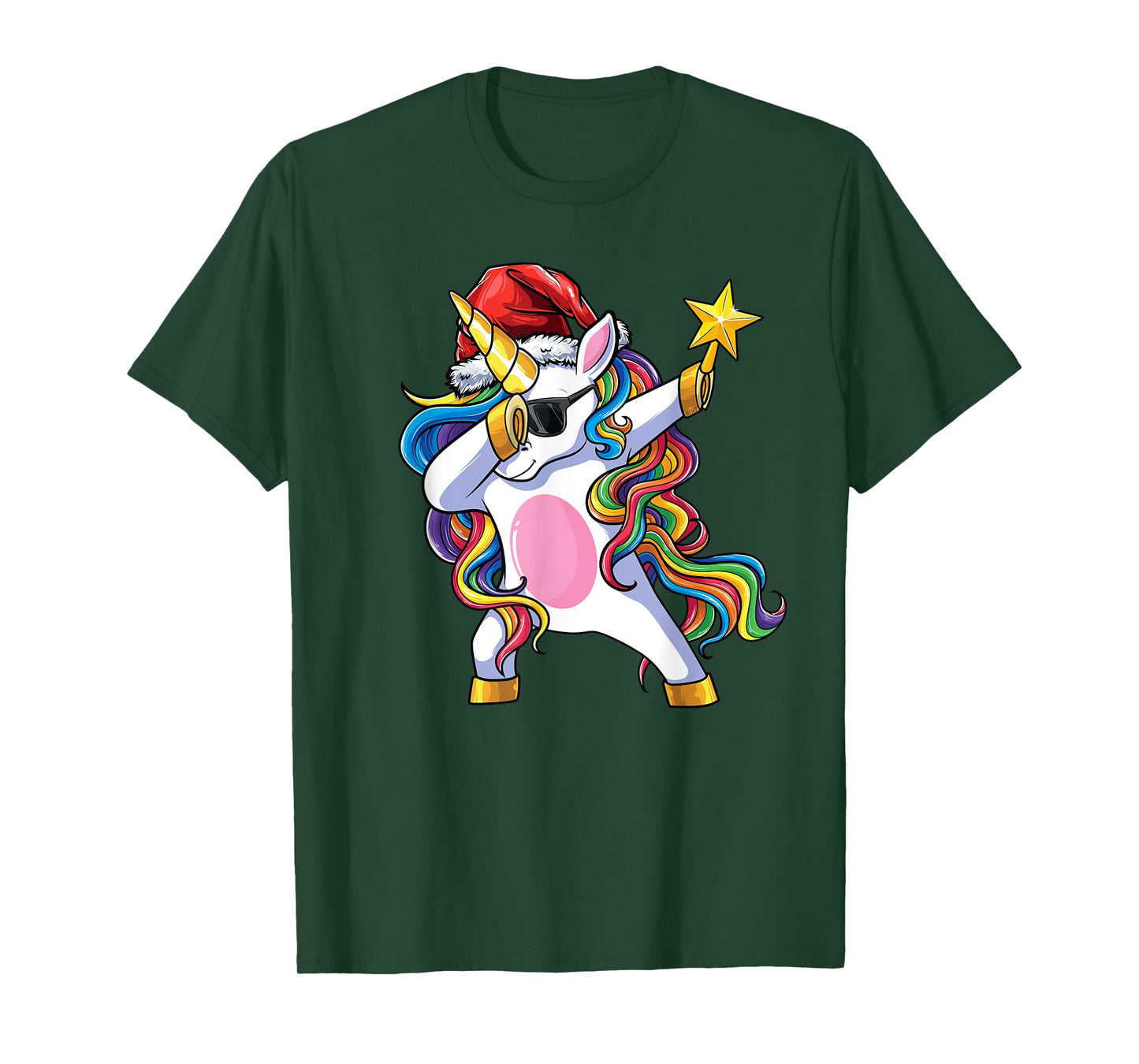 Unicorn Christmas Tree Lights Christmas Dabbing Unicorn T-Shirt