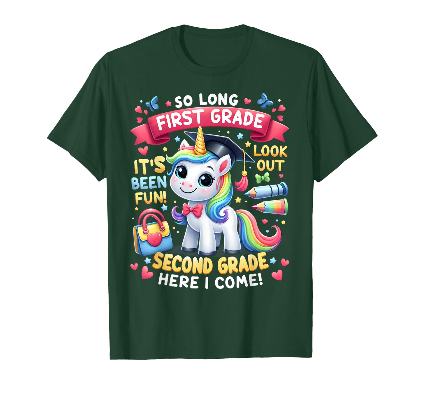 So long First Grade Hello Second Grade Cute Unicorn Summer Men Women Girls Kids T-Shirt