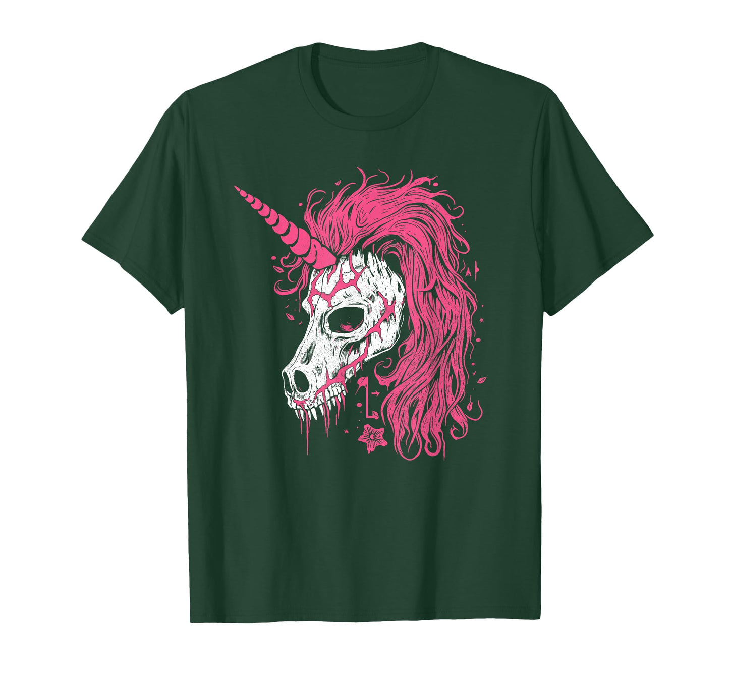 Awesome Unicorn Skeleton Skull Gothic Spooky Pink Halloween T-Shirt
