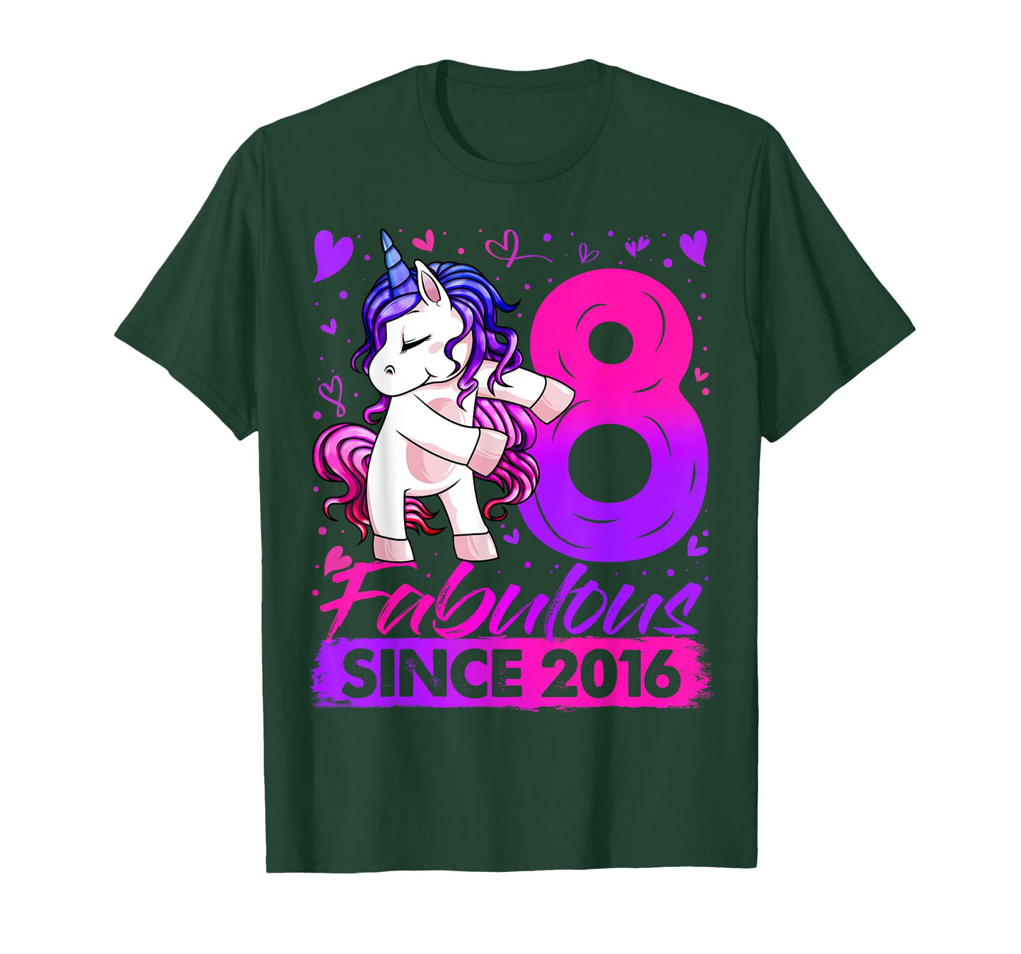 8 Years Old Flossing Unicorn Gifts 8th Birthday Girl Party T-Shirt
