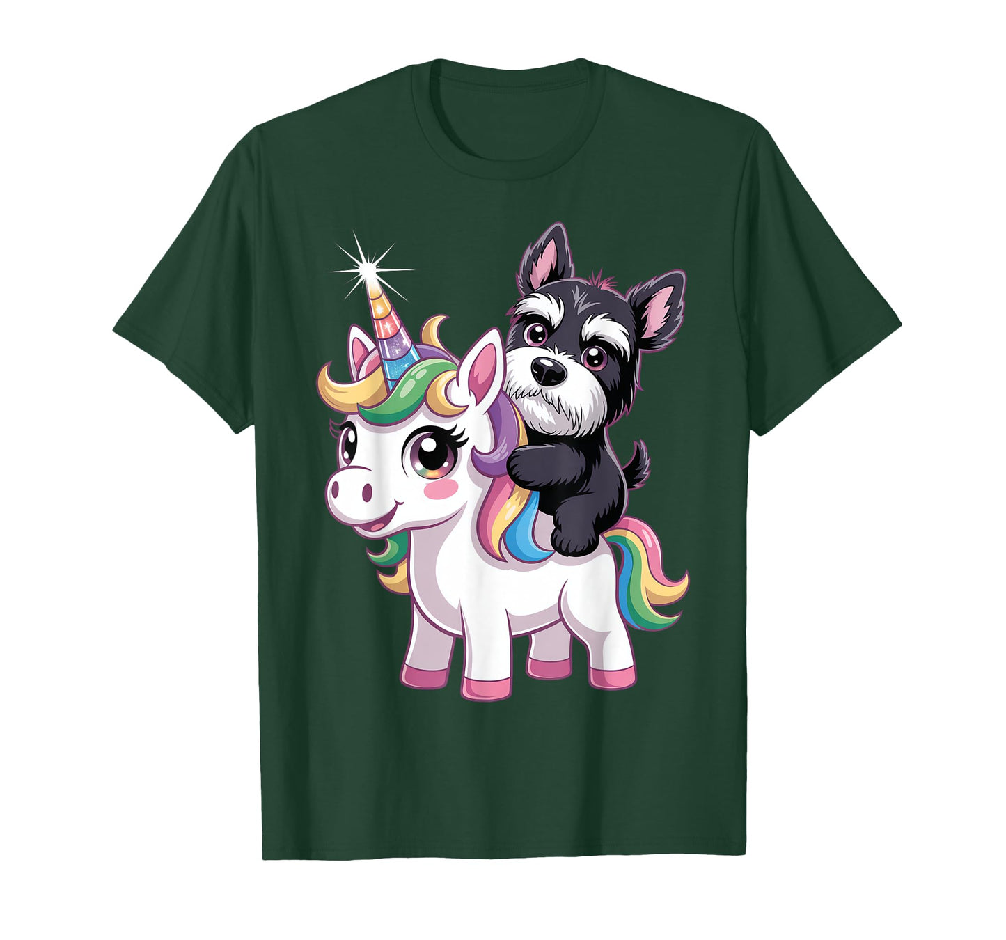 Cute Unicorn and Dog Design Men Women Kids T-Shirt