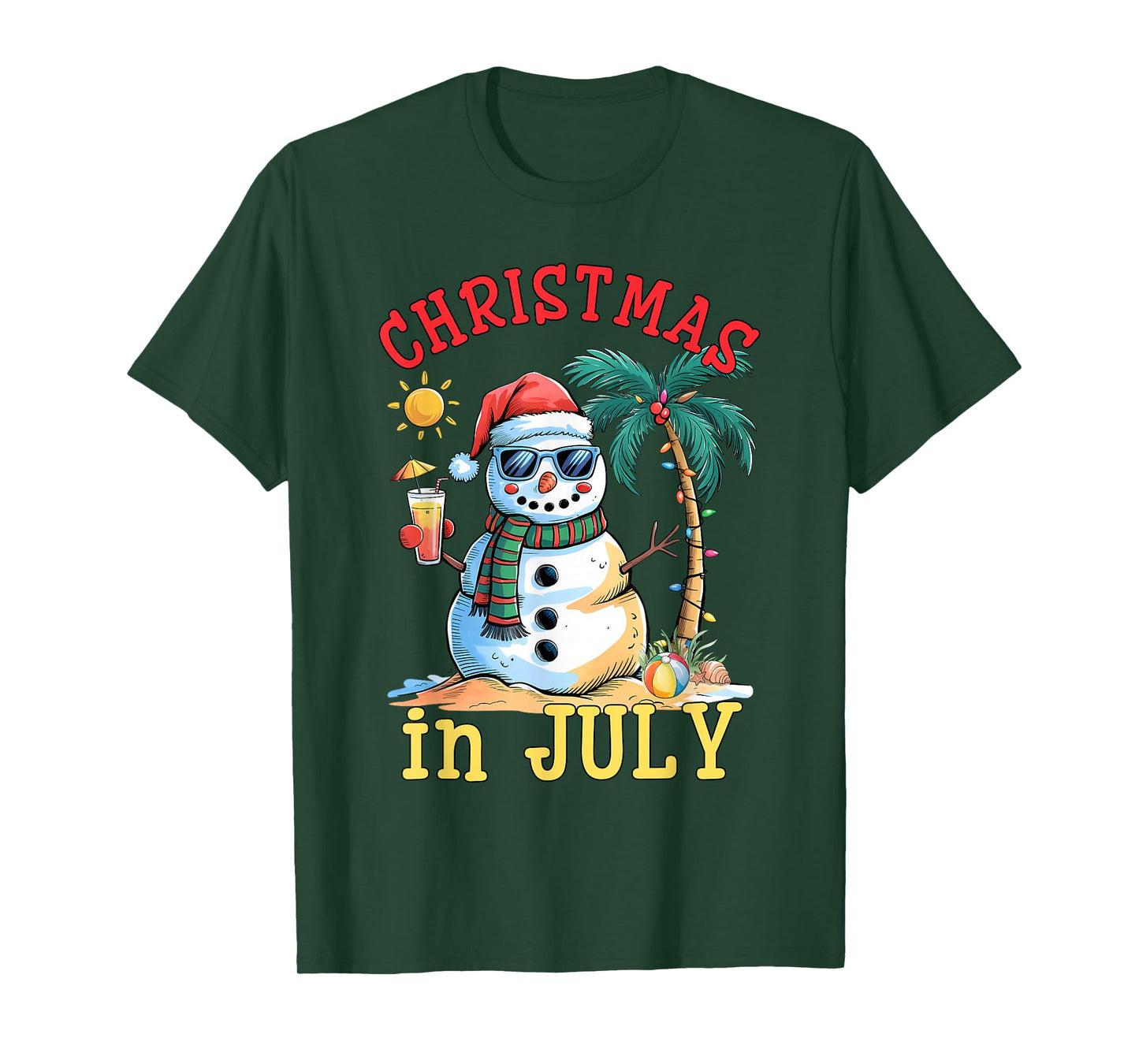 Christmas In July Snowman Summer Beach Vacation Xmas T-Shirt
