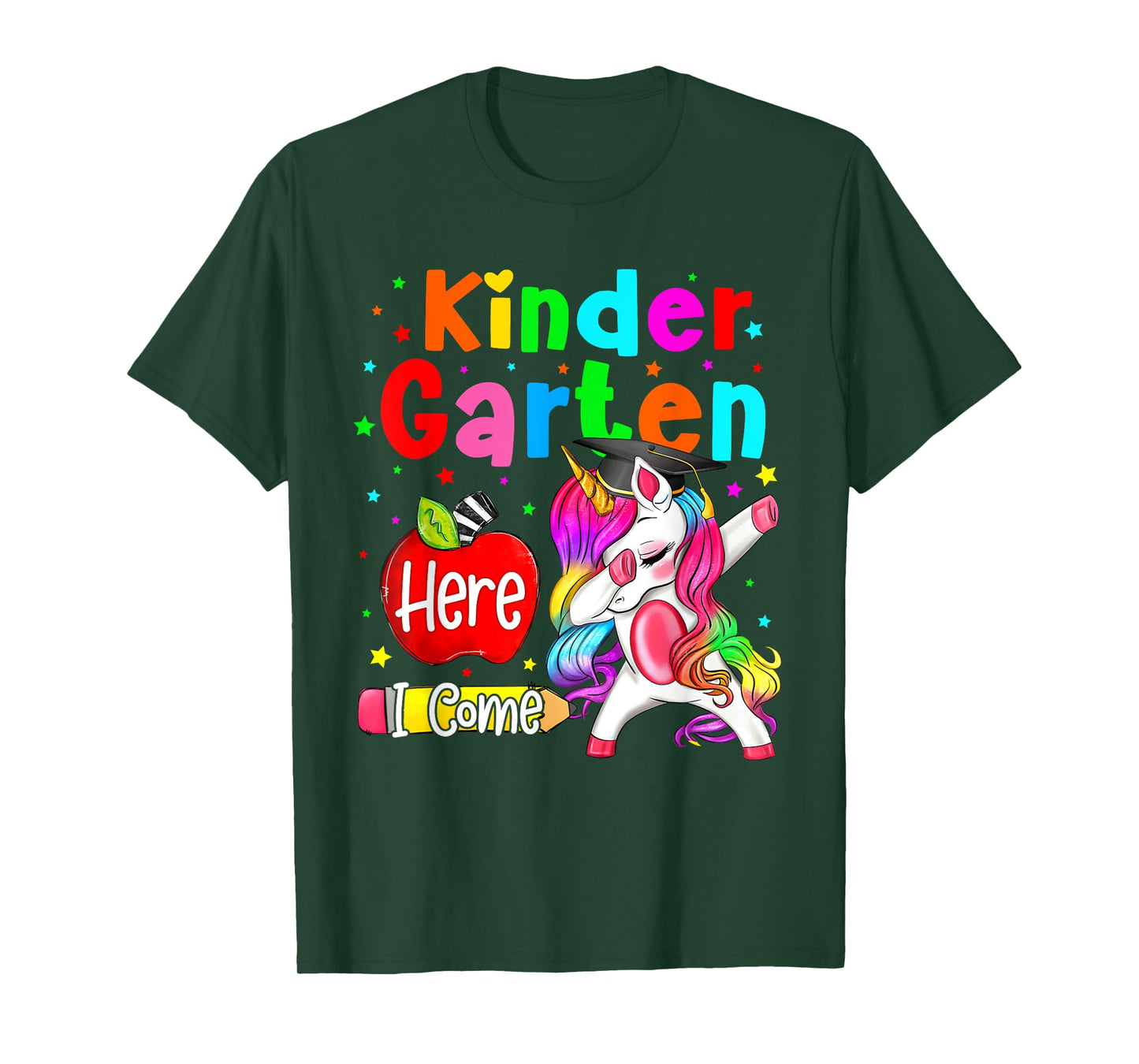 Kindergarten Here I Come Unicorn Girls Kids Back To School T-Shirt