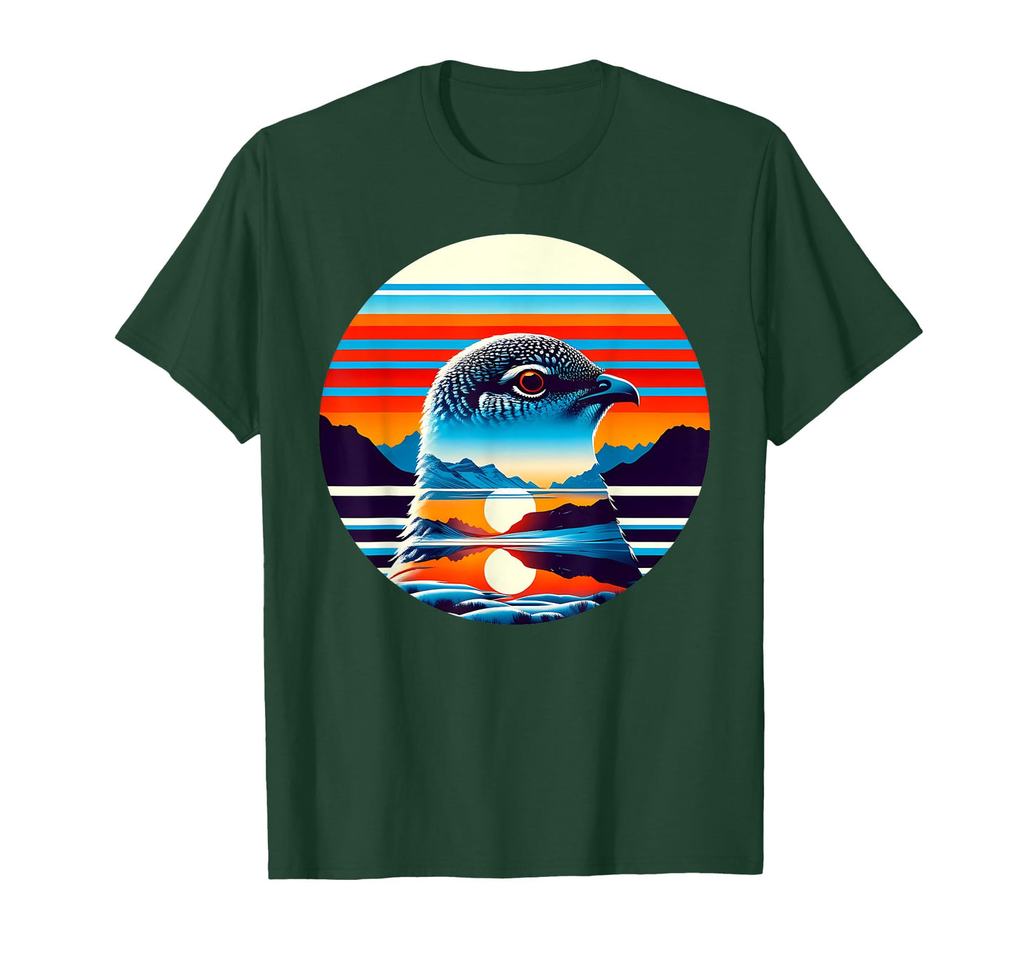 Ptarmigan Bird Sunset Retro Style Safari Vintage 70s T-Shirt