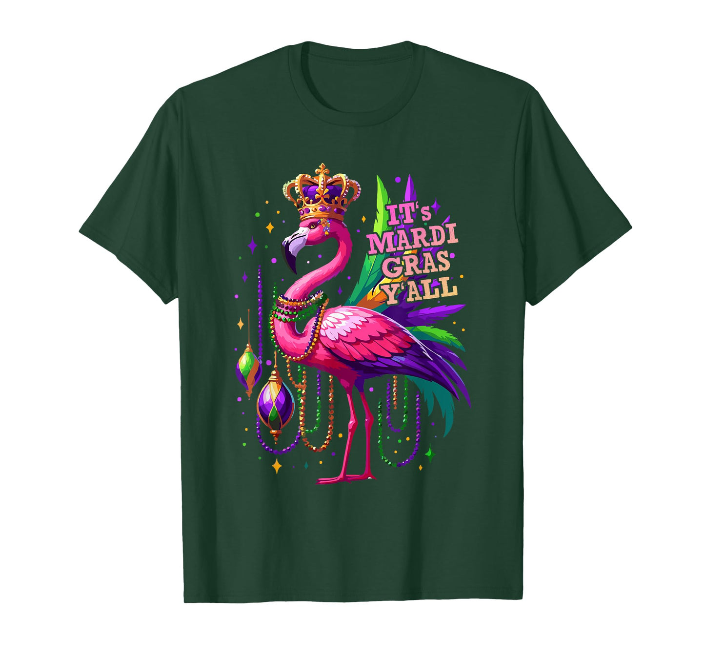 Its Mardi Gras Y'all Flamingo Costume Girls Women Mardi Gras T-Shirt