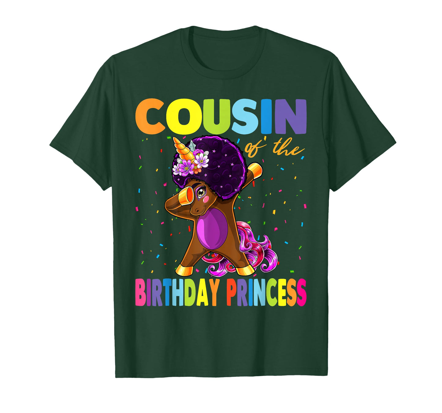 Dabbing Unicorn Afro Cousin of the Birthday Princess T-Shirt