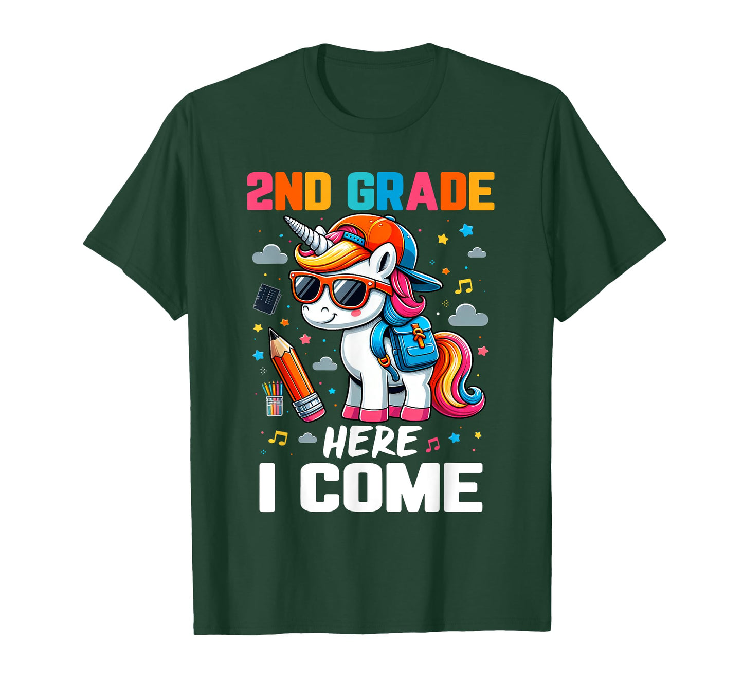 Second Grade Here I Come Unicorn Girls Kids Back To School T-Shirt