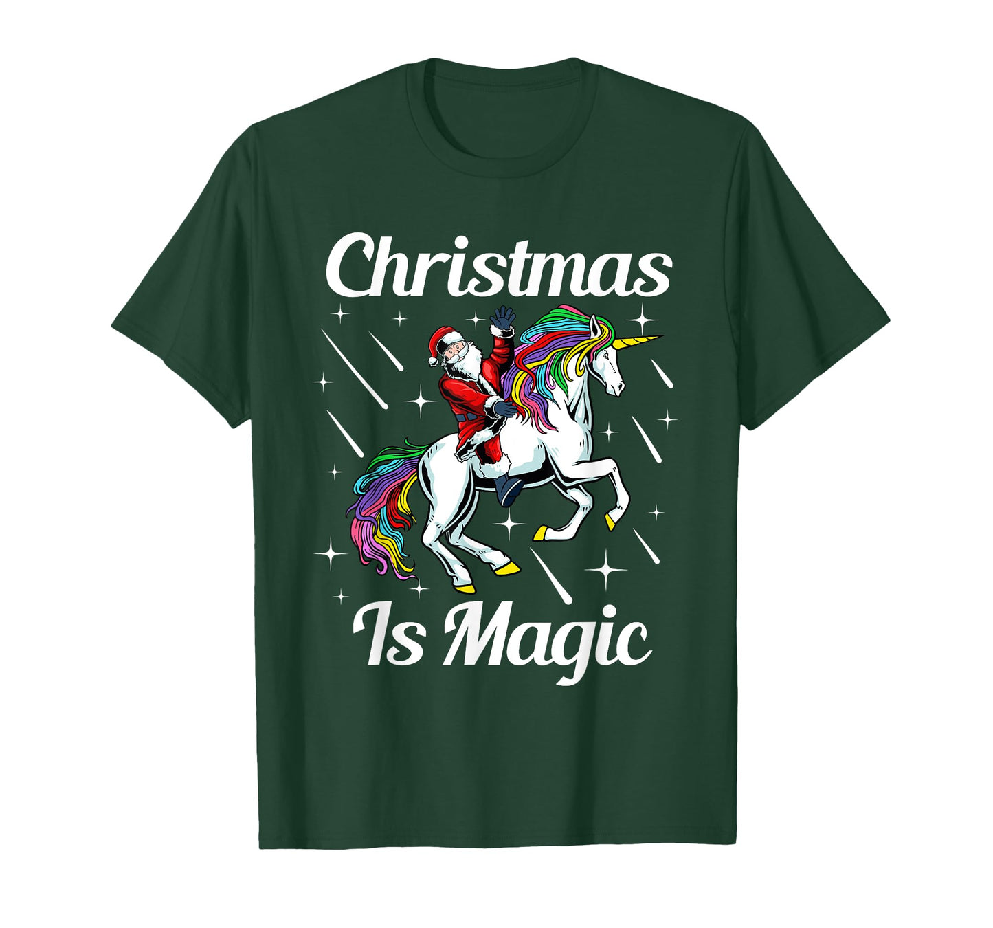 Christmas Is Magic Pajama Cute Santa Riding Unicorn X-Mas T-Shirt