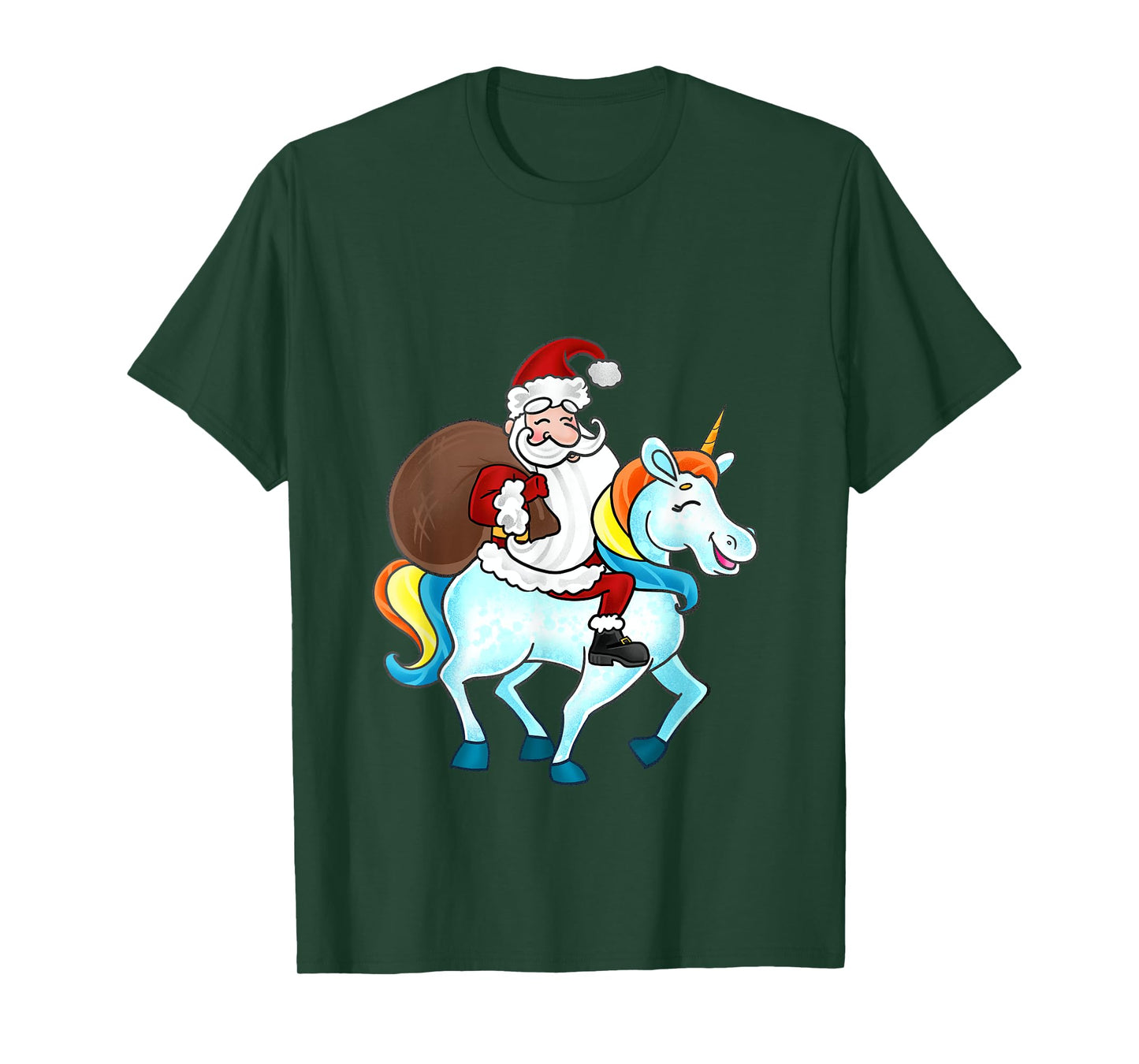 Funny Santa Claus Riding A Unicorn Cute Christmas Lover T-Shirt