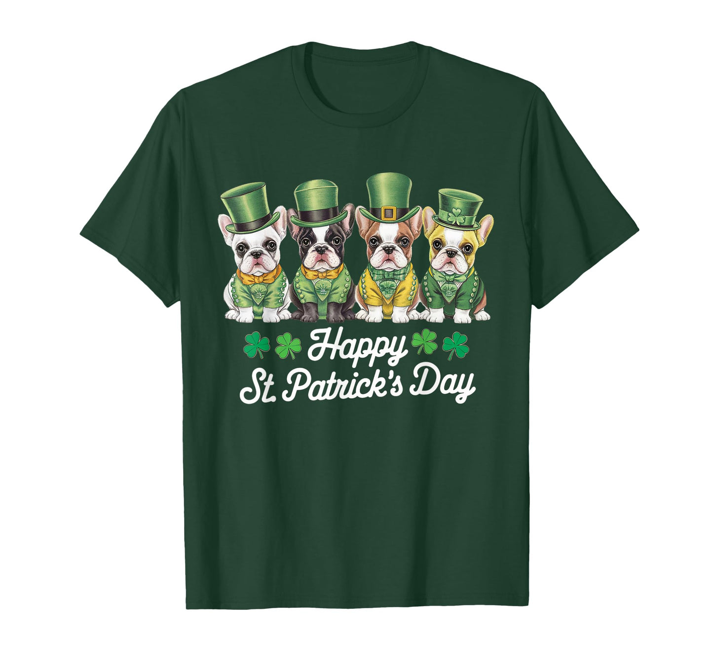 Dog St Patricks Day French Bulldogs Dogs Lover Men Women Kid T-Shirt