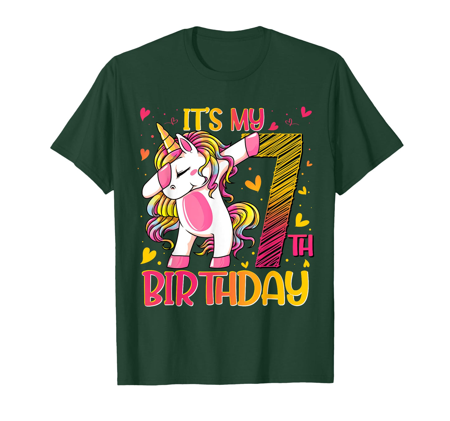 7 Year Old Unicorn Dabbing 7th Birthday Girl Unicorn Party T-Shirt