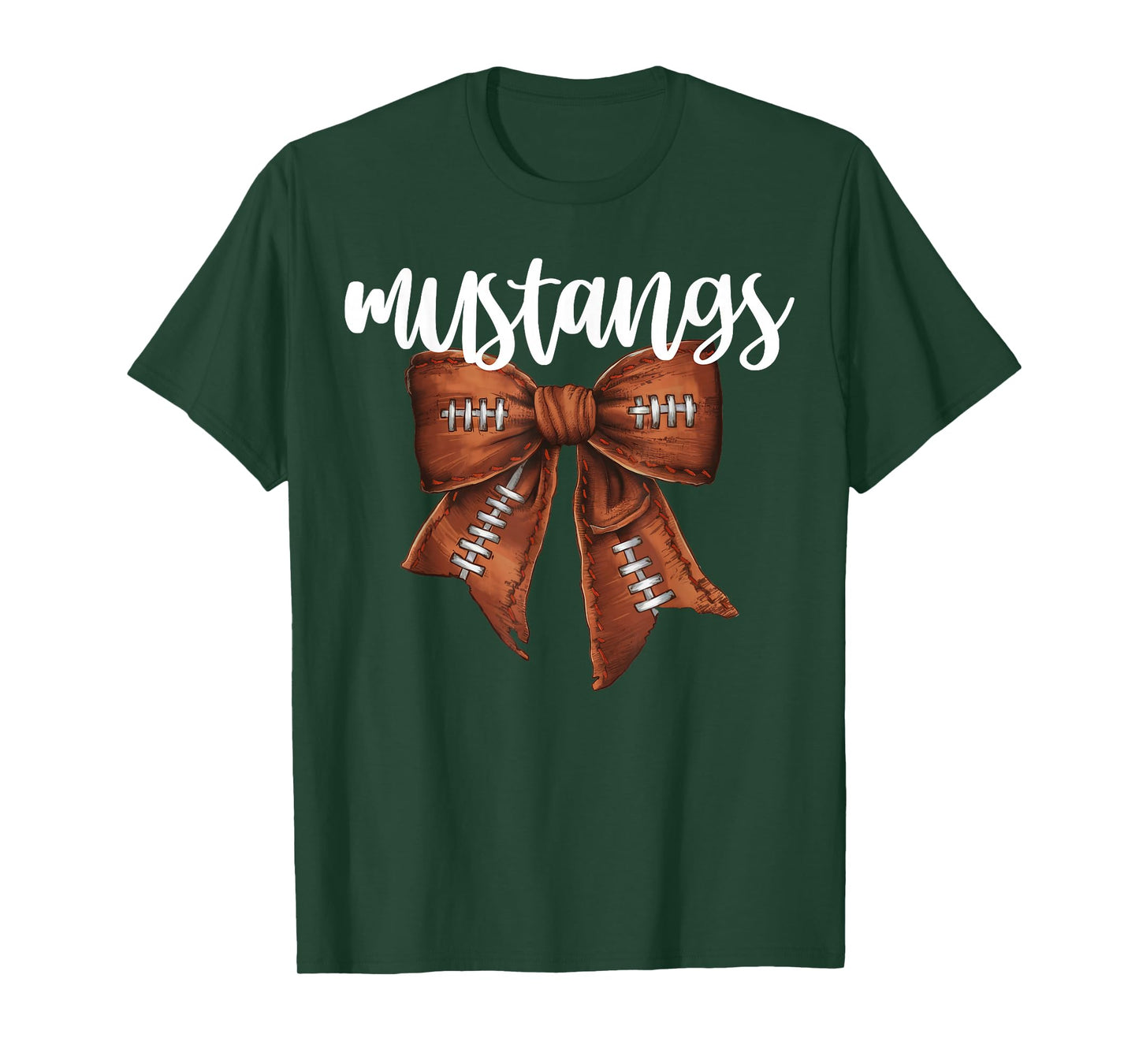 Mustangs Football Bow School Spirit Team Mascot Game Night T-Shirt