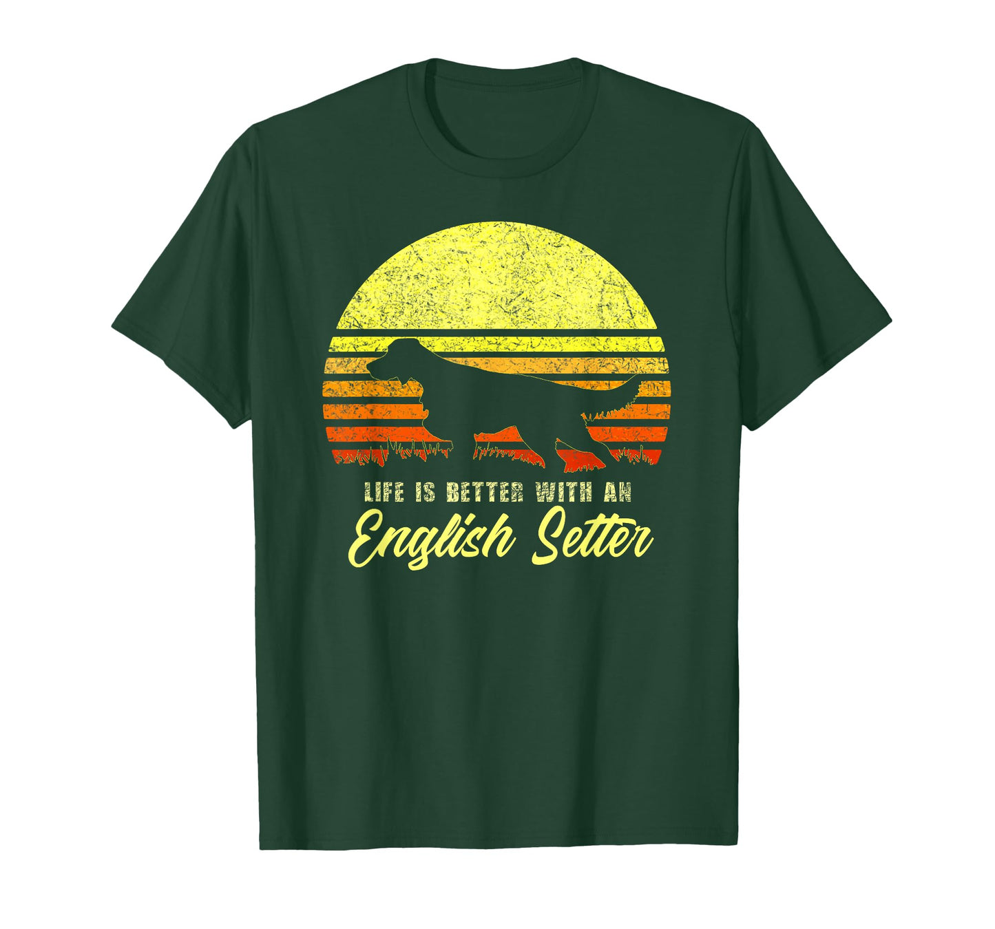 English Setter Hunting Bird Dog Lover Vintage Retro Sun Gift Men Women Kids T-Shirt