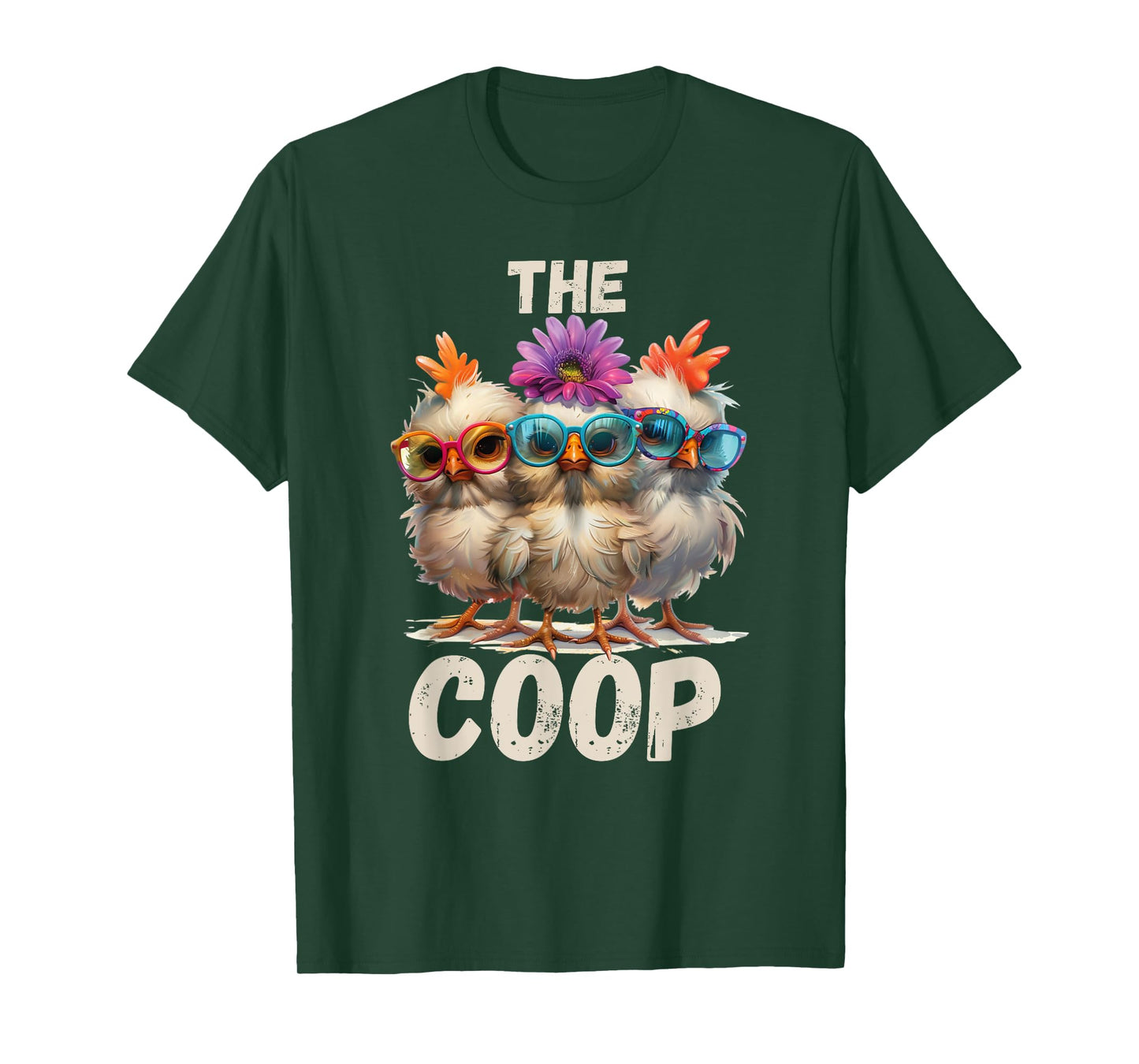 Rustic Charm by Steel Living Ultd. The Coop Chicken Trio T-Shirt - Unisex-Adults, Black, Small, Short Sleeve