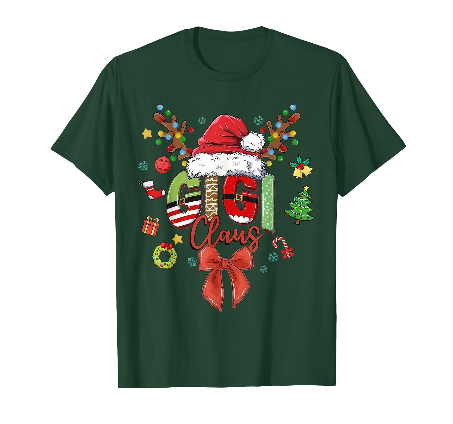 Gigi Claus Coquette Christmas Matching Family Xmas Santa Hat T-Shirt