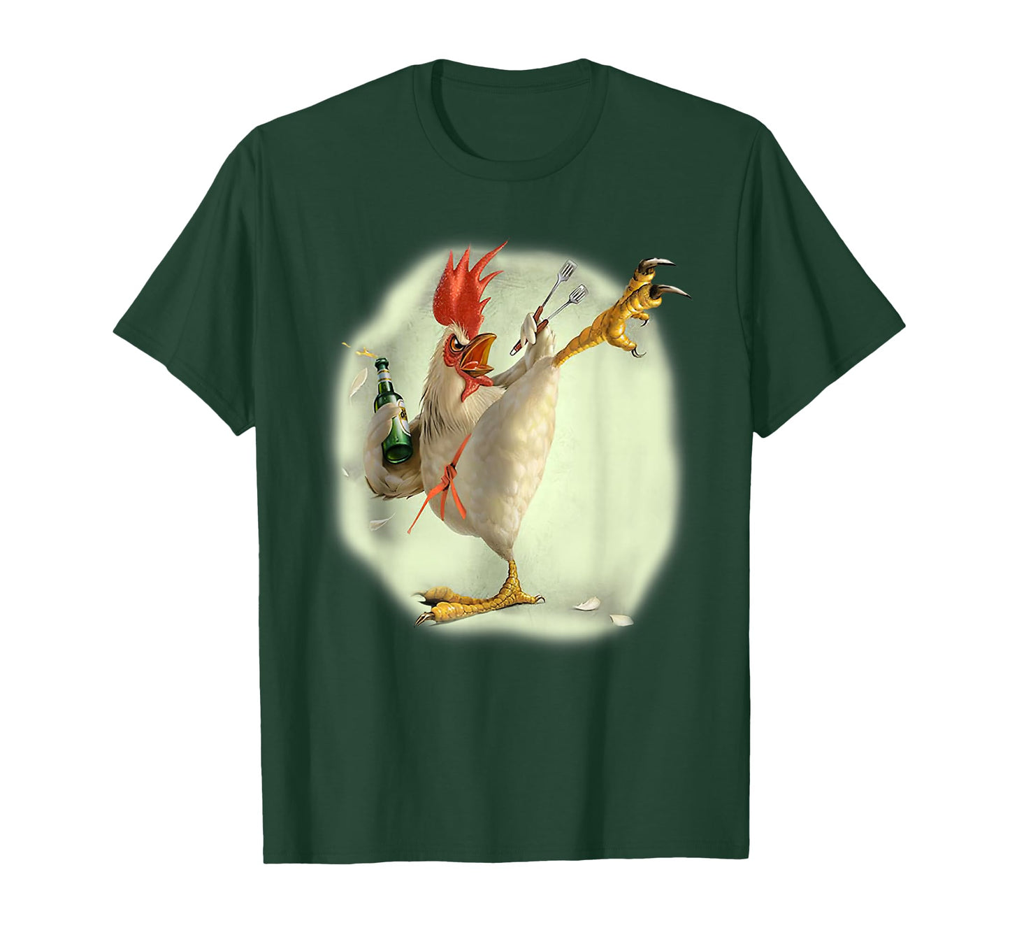 Chicken Beer Karate Kick Cool Chicken Funny Chicken Farmer T-Shirt