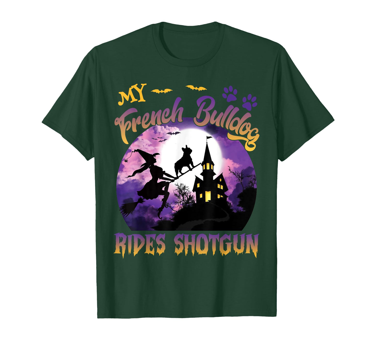 My French Bulldog Rides Shotgun Cool Halloween Protector Dog T-Shirt