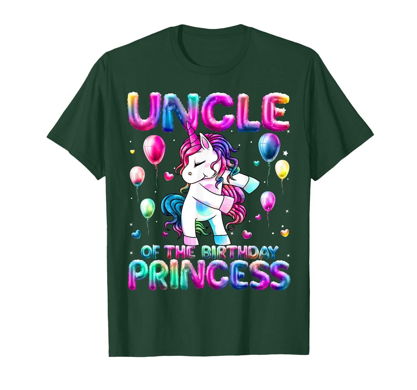 Uncle of the Birthday Princess Girl Flossing Unicorn Uncle T-Shirt