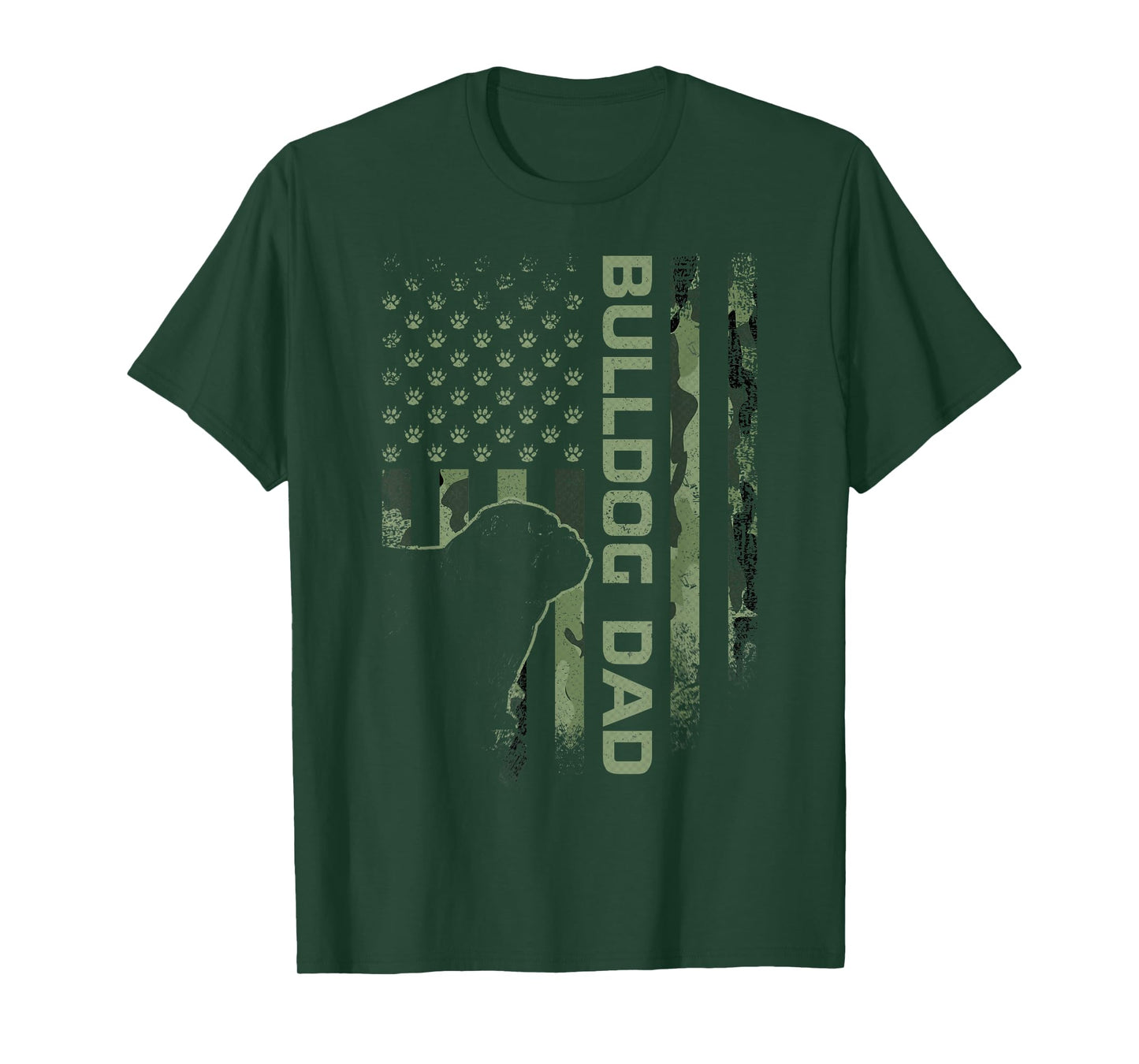 Vintage USA Camo Flag Proud English Bulldog Dad Silhouette T-Shirt for Men Women