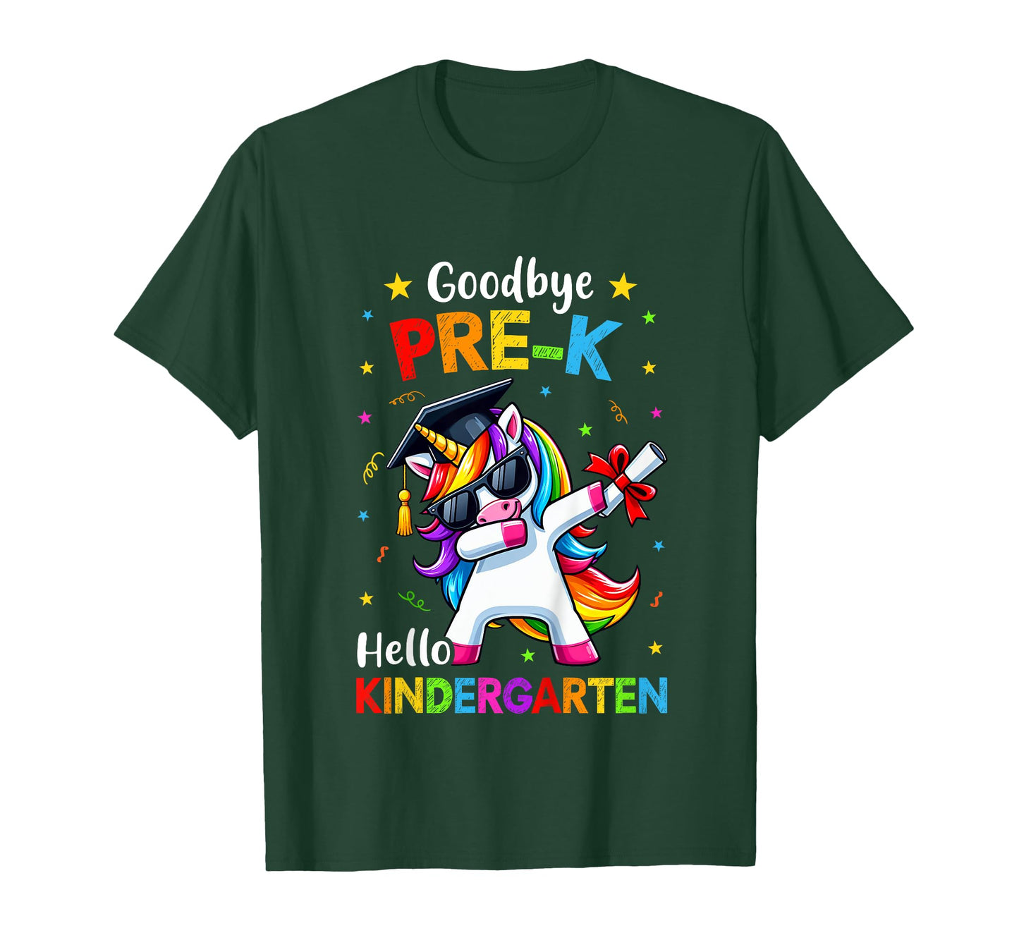 Kids Goodbye Pre-K Hello Kindergarten Graduation Unicorn Girl T-Shirt