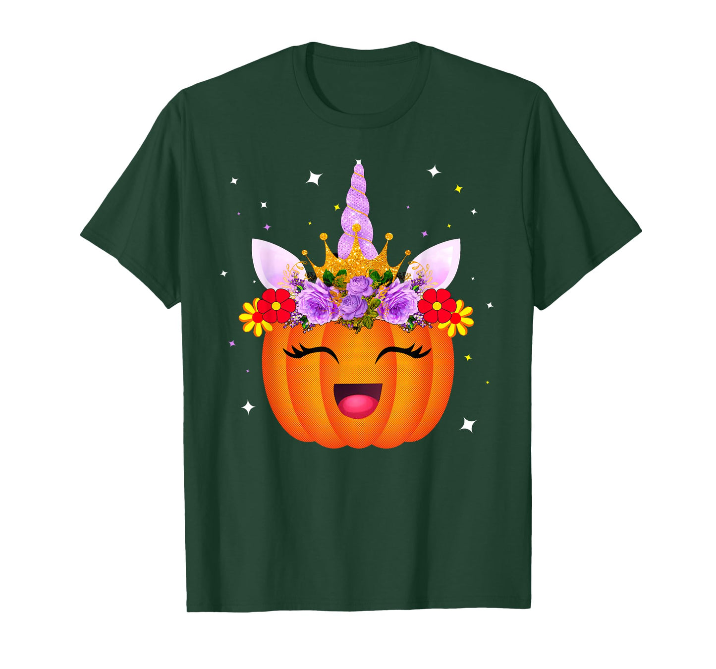 Girl Unicorn Pumpkin Halloween Unicorn Pumpkin Princess T-Shirt