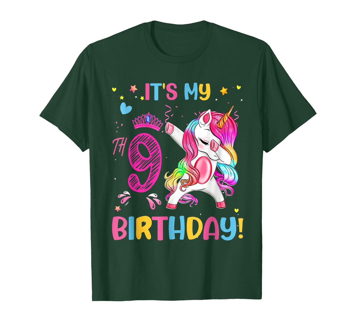 It's My 9th Birthday Unicorn Girls Funny 9 Year Old Birthday T-Shirt