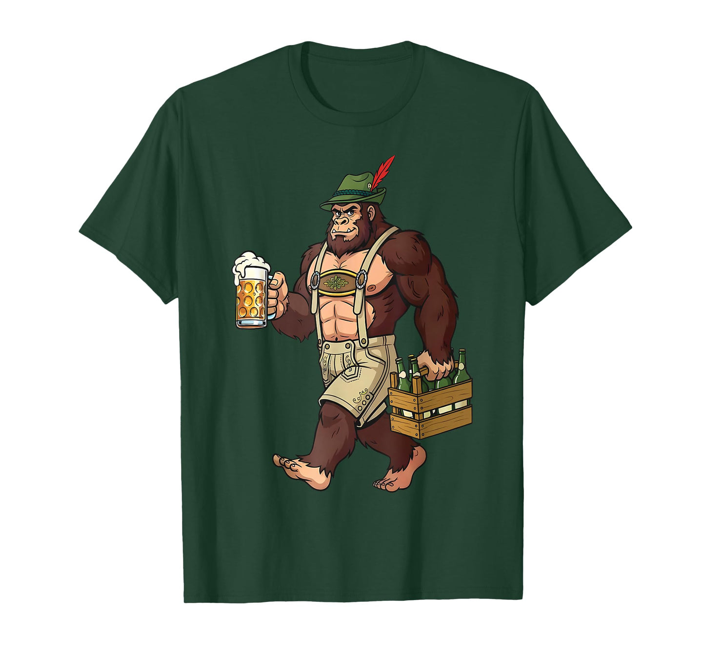 German Bigfoot Sasquatch Beer Lederhose Funny Oktoberfest T-Shirt