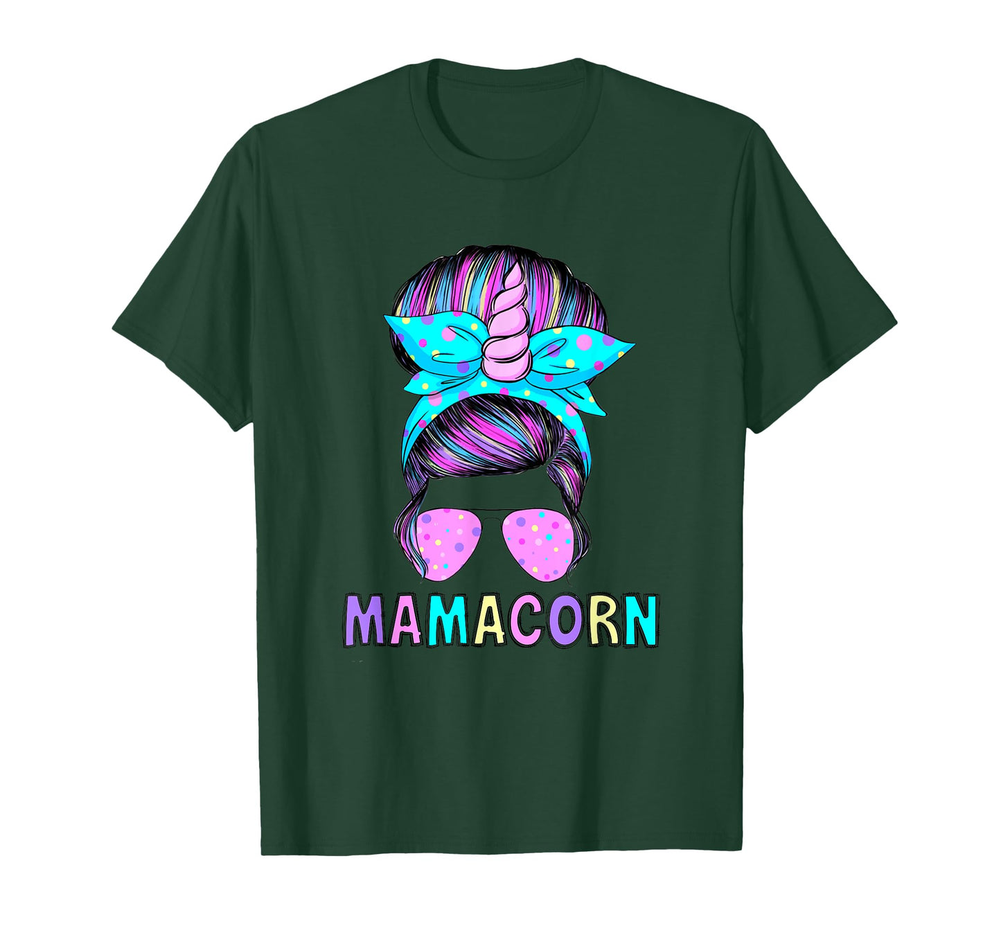 Funny Mamacorn Unicorn Messy Bun Mom Mother's Day Girl Women T-Shirt