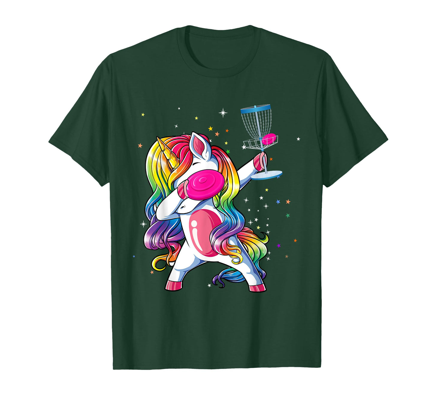 Dabbing Unicorn Playing Disc Golf Player Lover Matching Kids T-Shirt