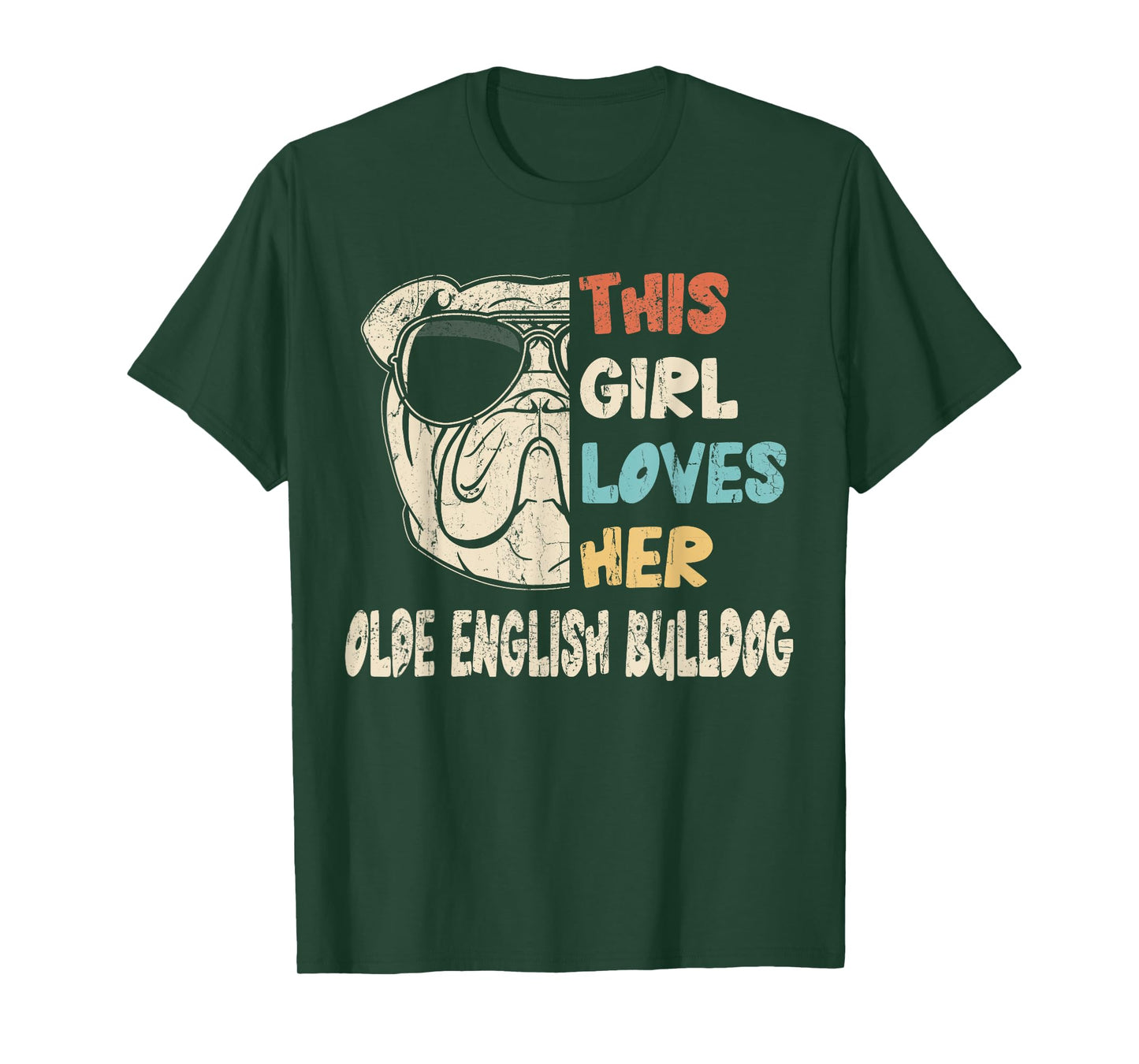 Olde English Bulldog Girl Cool Vintage Retro for Dog Mom T-Shirt