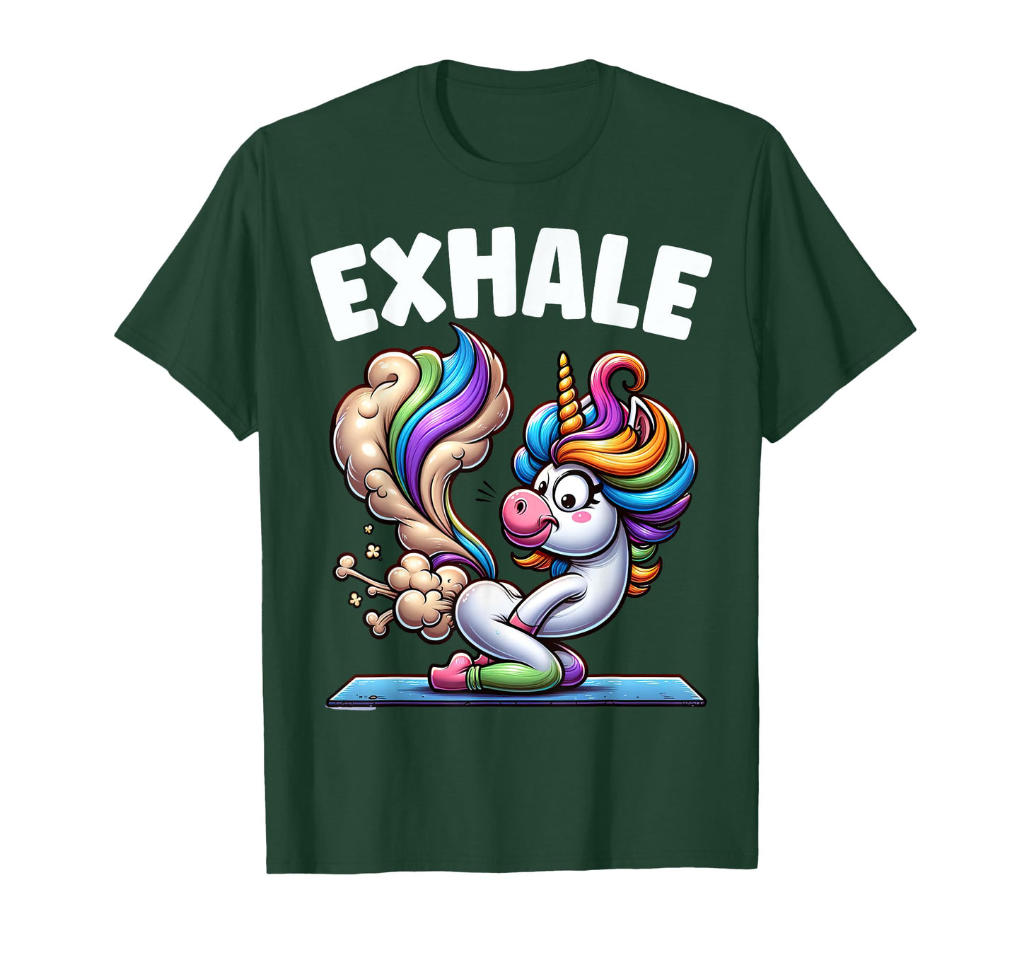 Funny Exhale Unicorn Yoga Fart Pose Farting Women Gag Squad T-Shirt
