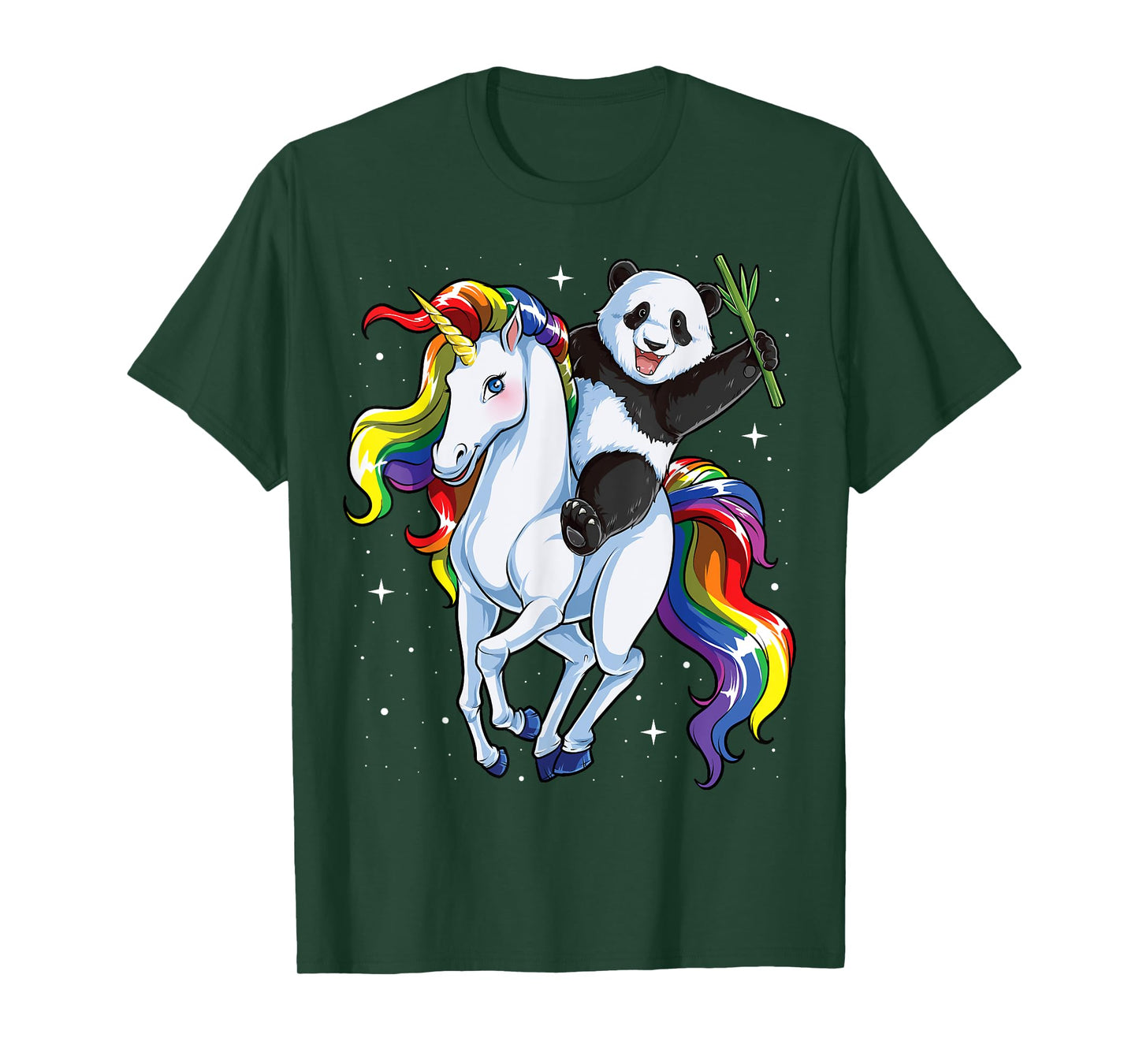 Panda Riding Unicorn Pandicorn Girls Kids Women Rainbow Gift T-Shirt