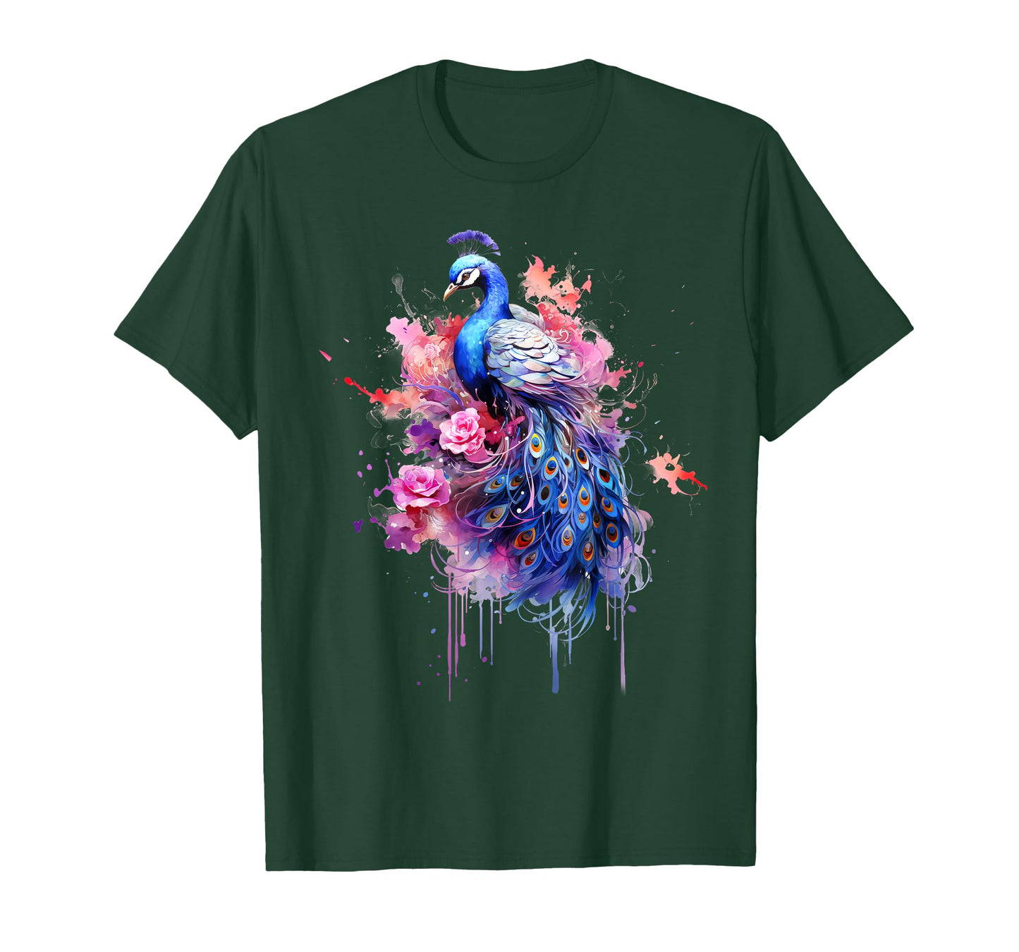 Peacock Watercolor Garden, Colorful Art, Peacock T-Shirt