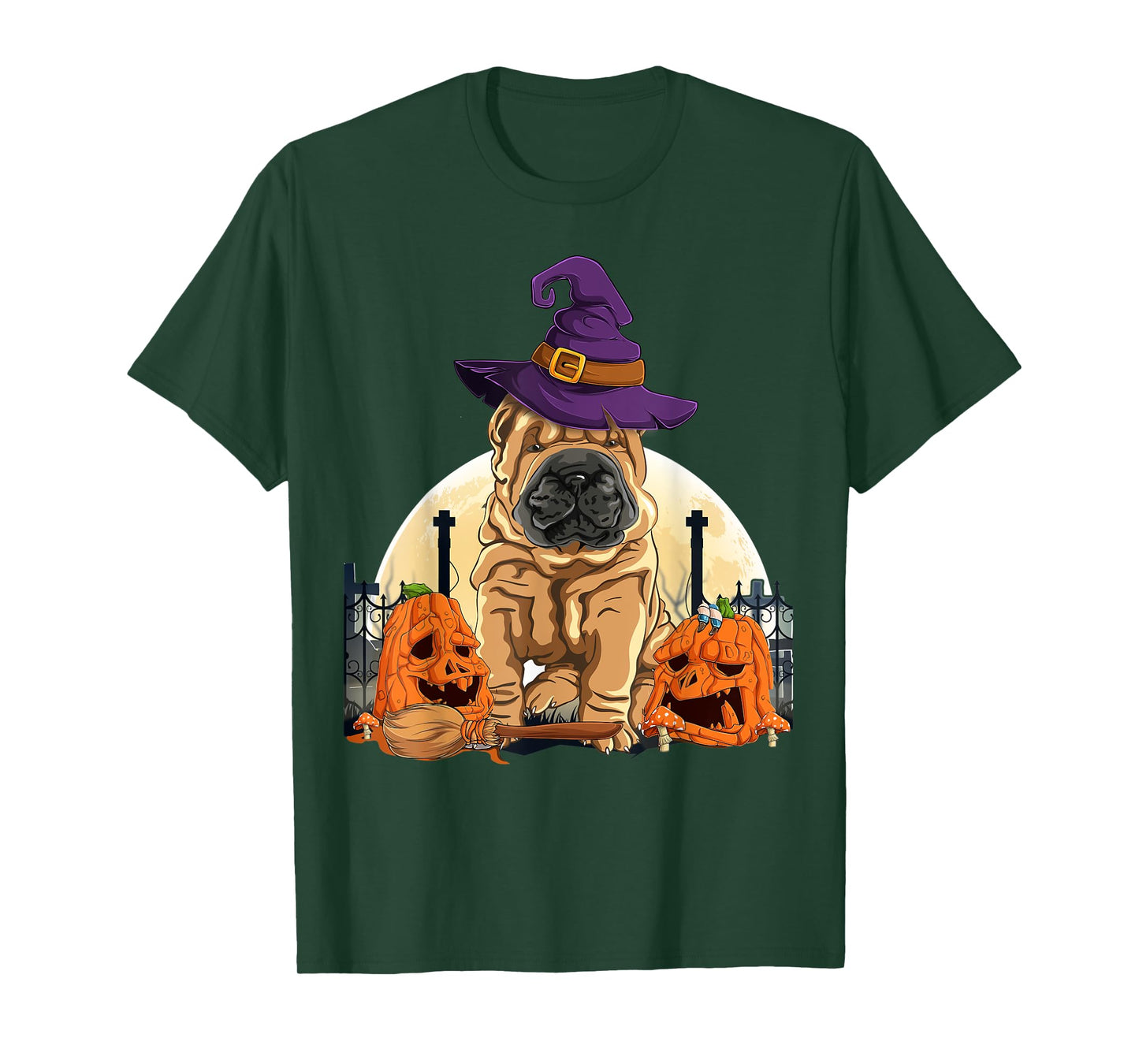Shar-Pei Halloween Pumpkin & Moon For Dog Lover Shar Pei T-Shirt