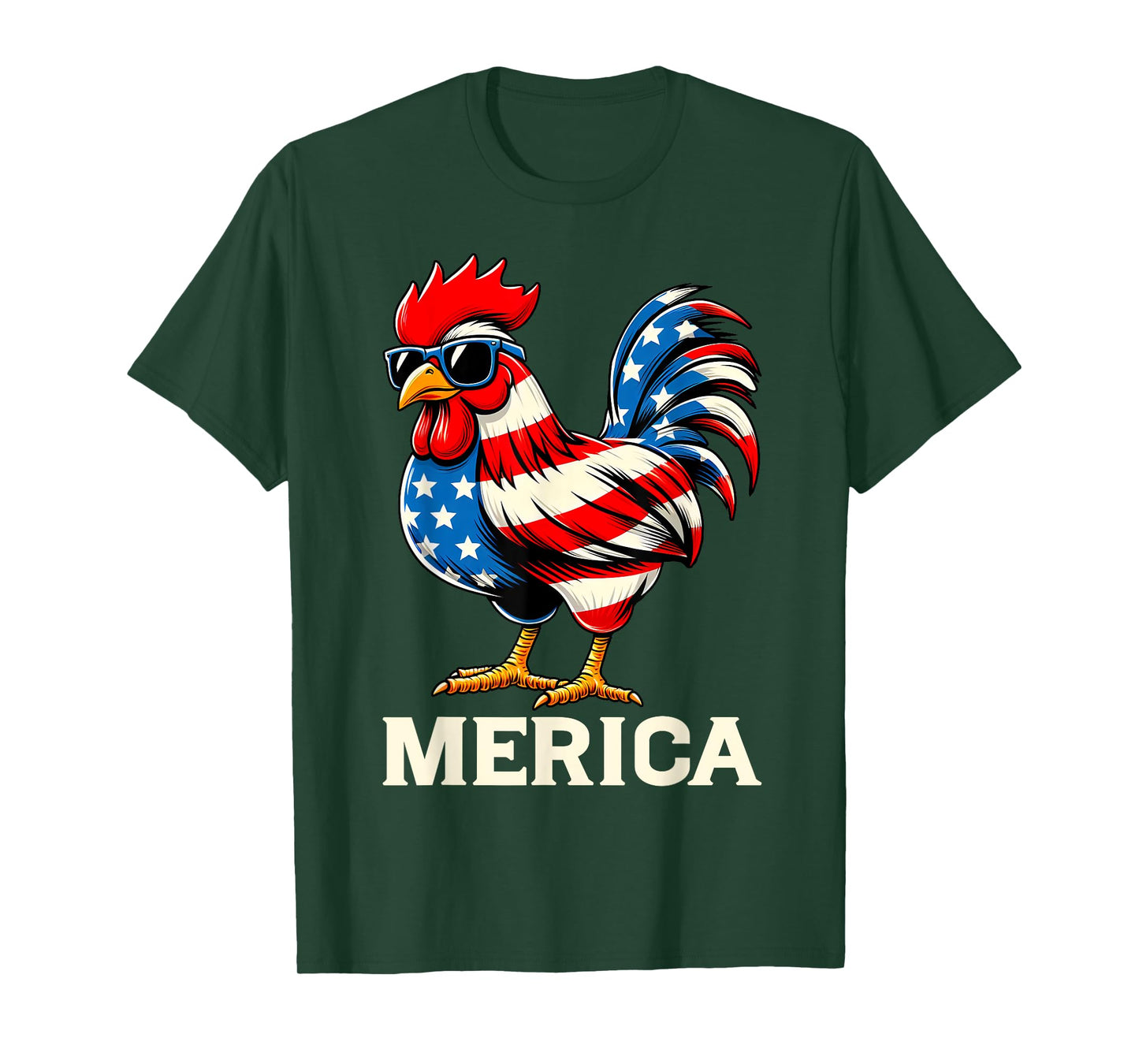 Merica Chicken USA American Flag Happy 4th of July Patriotic T-Shirt