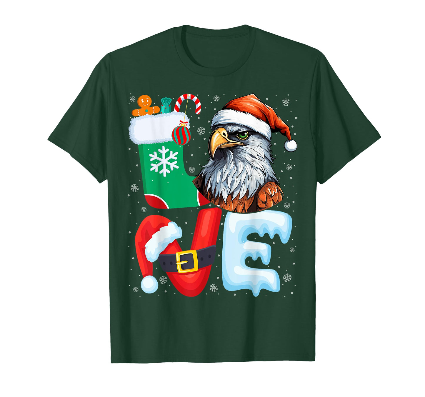 Hawk Birds Wearing Santa Hat Xmas Holiday Hawk Christmas T-Shirt