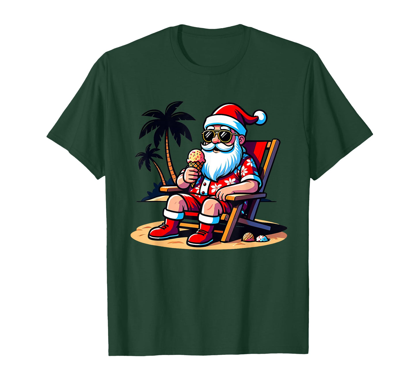 Tropical Summer Funny Hawaiian Santa Claus Christmas In July T-Shirt