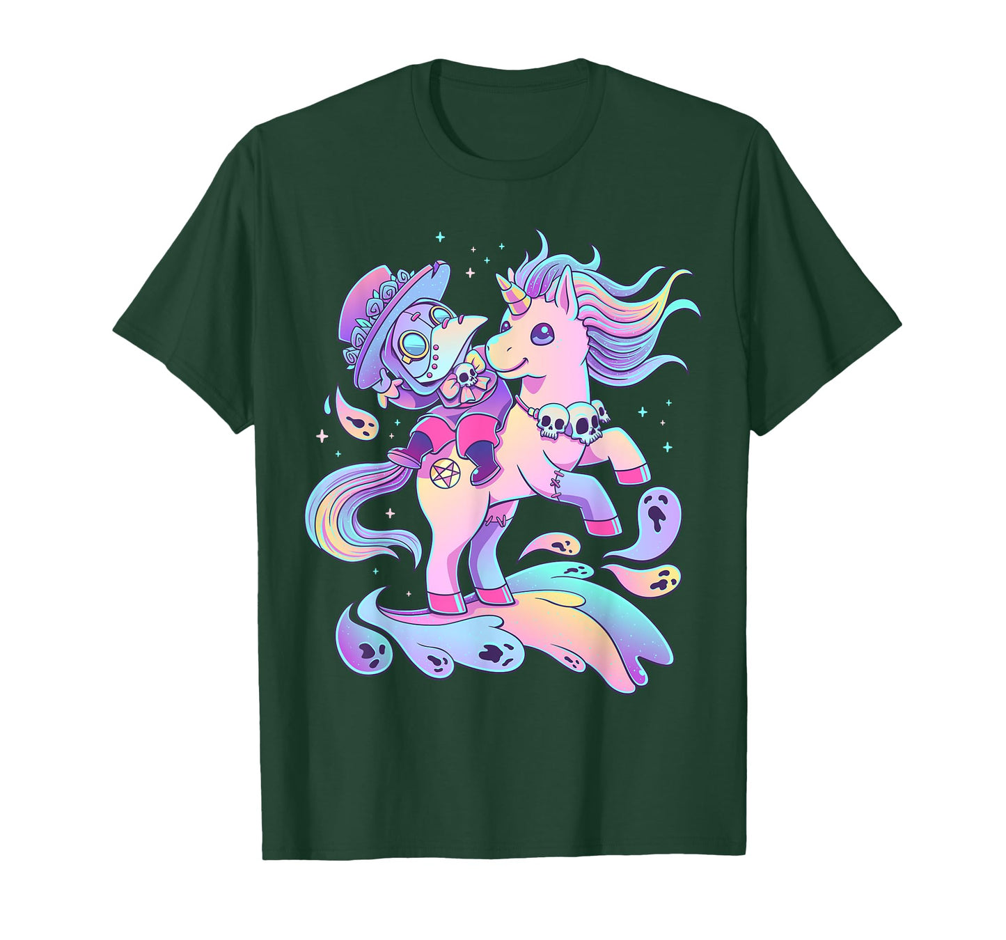 Pastel Goth Cute Creepy Plague Doctor Kawaii Unicorn Occult T-Shirt