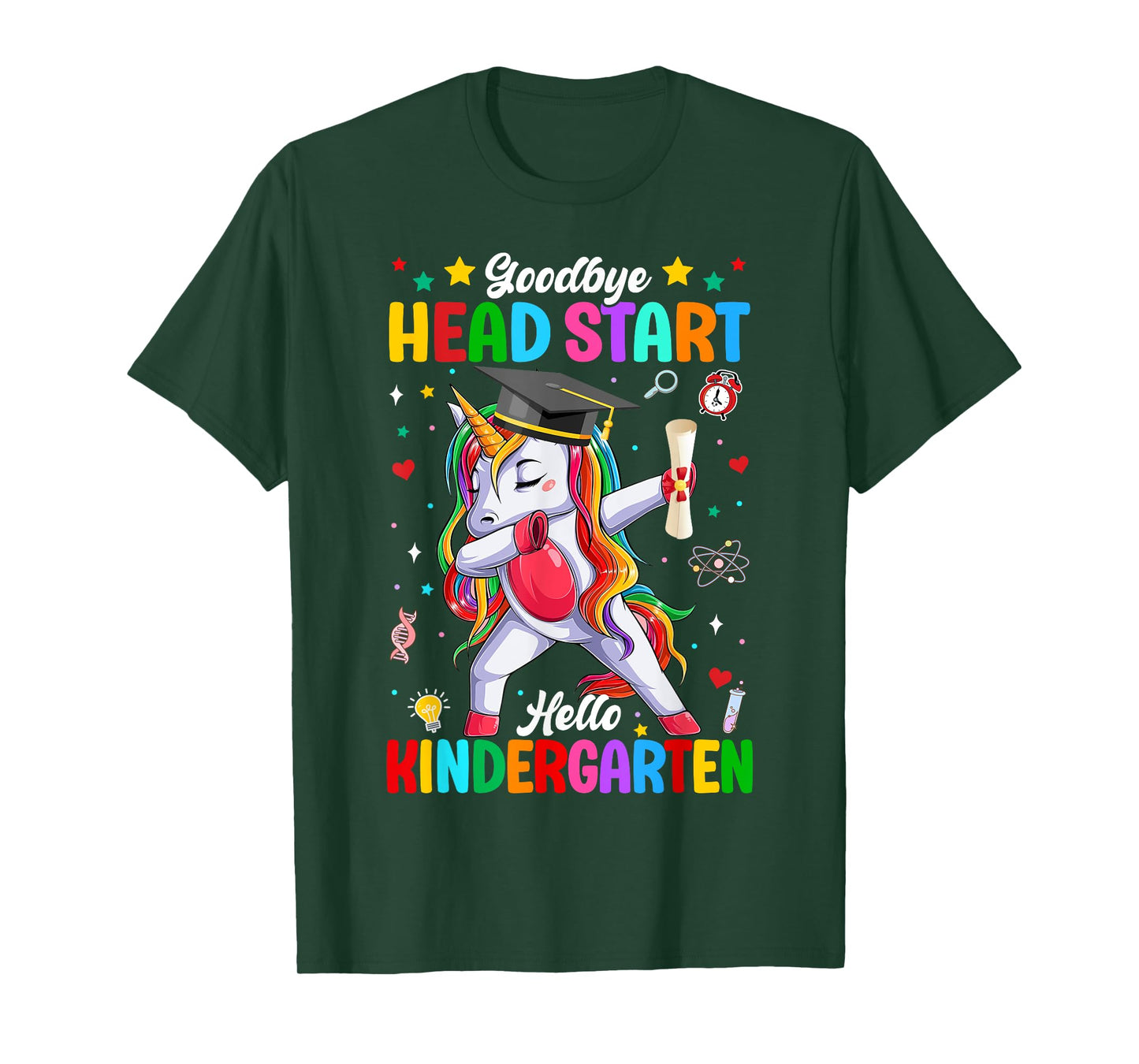 Goodbye Head Start Hello Kindergarten Unicorn Dabbing Grad T-Shirt