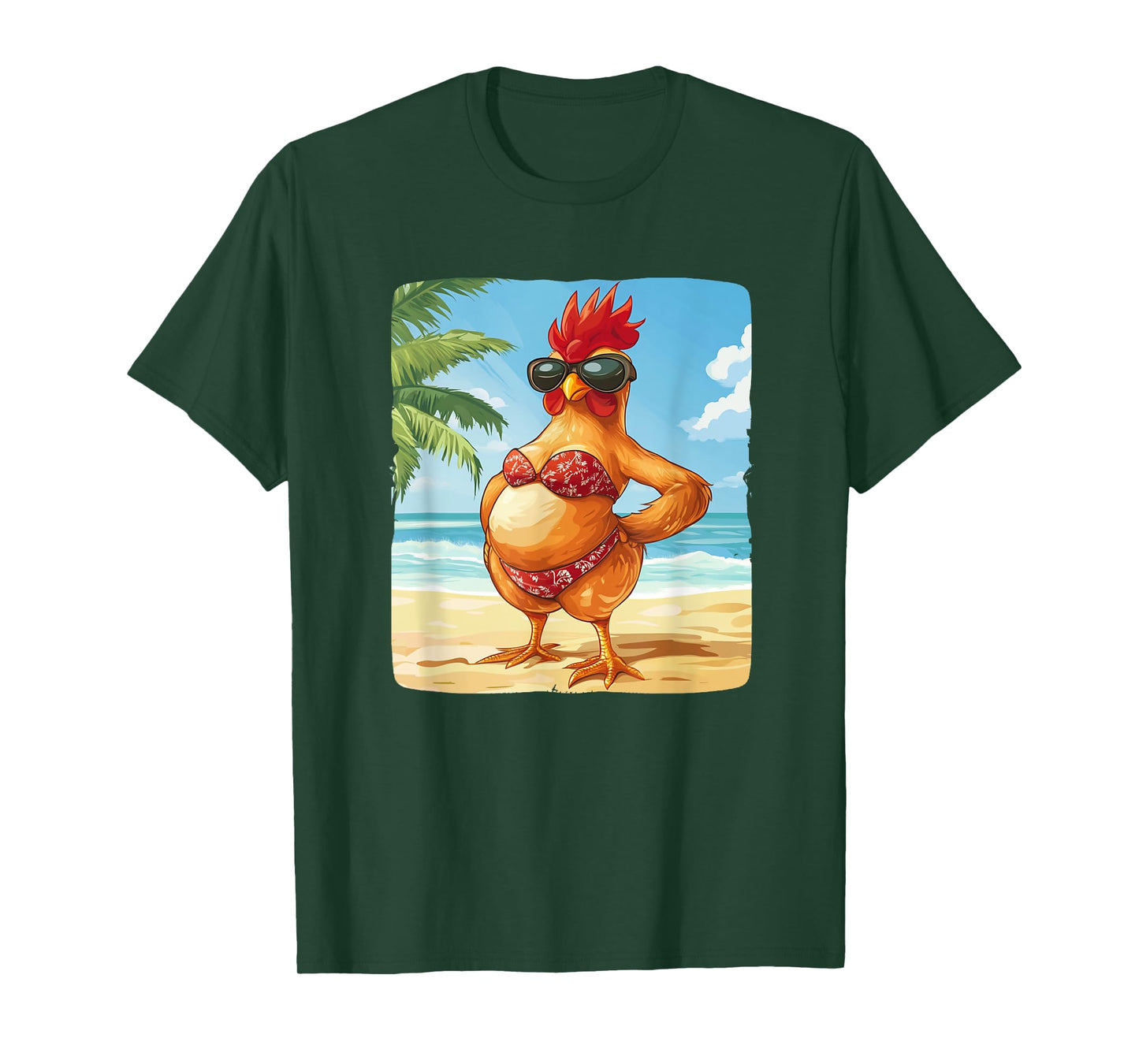 Funny Chicken in Bikini for Swimsuit and Beach Lovers T-Shirt