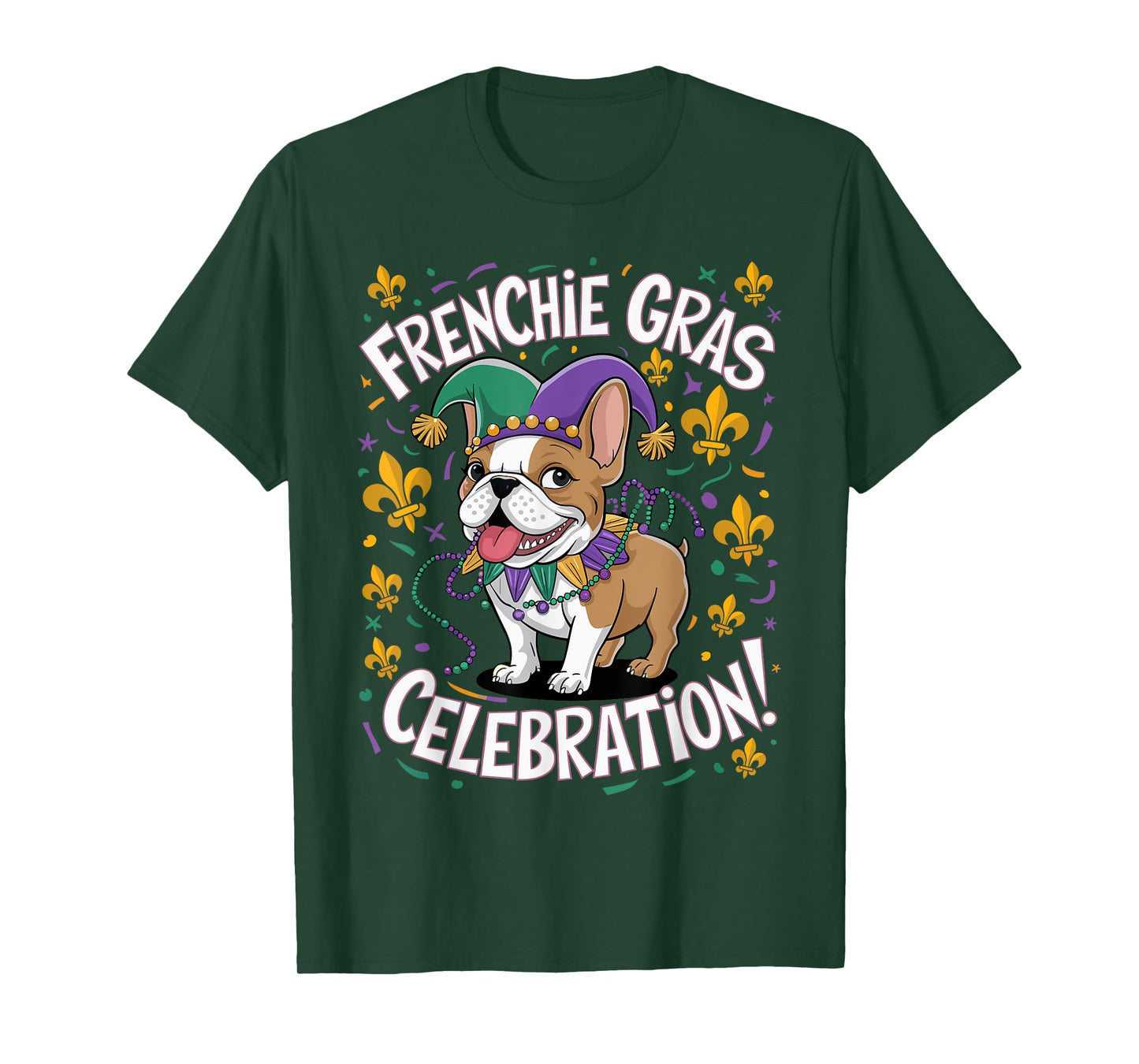 Frenchie Mardi Gras Celebration French Bulldogs Party Funny T-Shirt