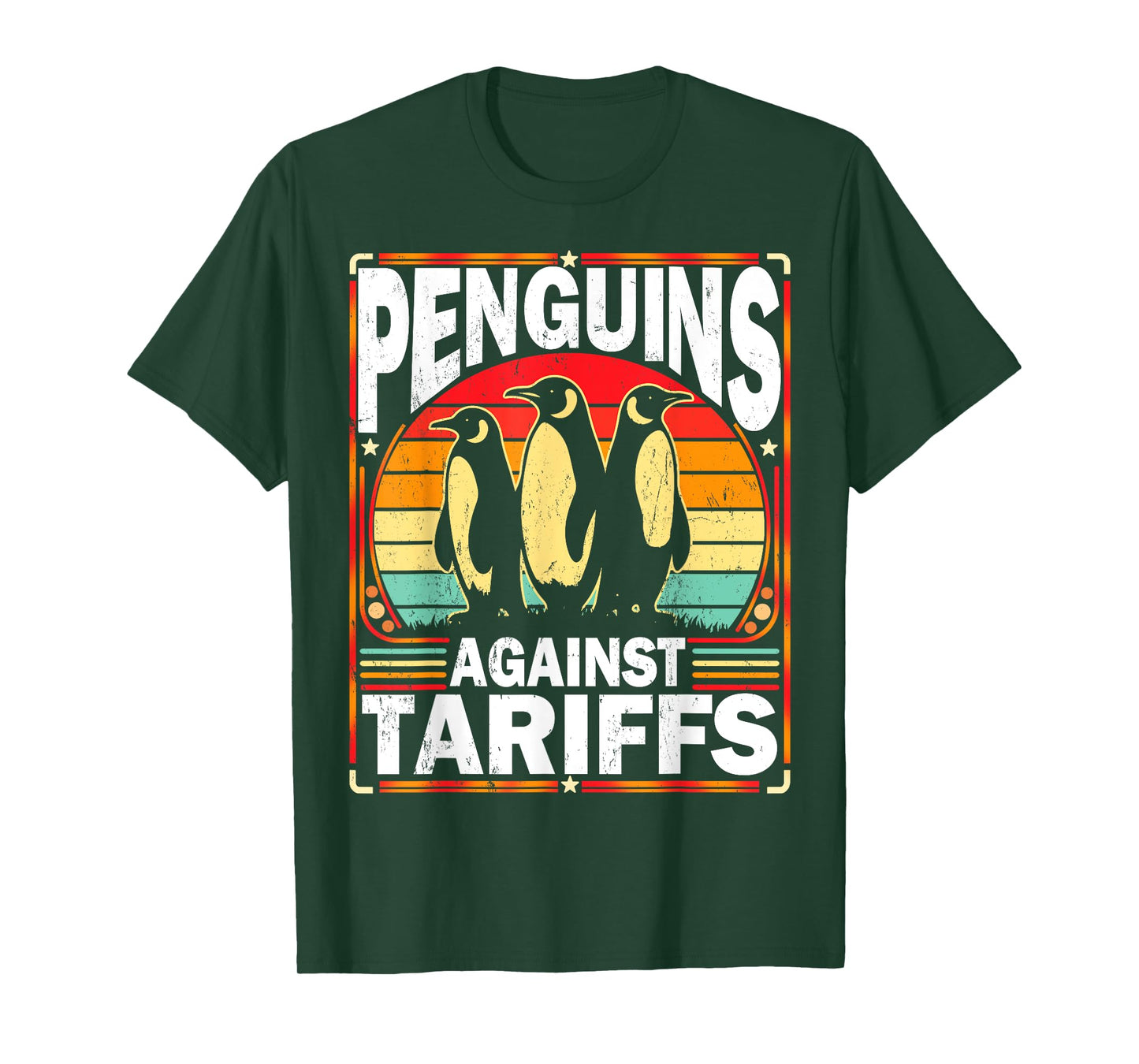 Penguins Against Tariffs Funny Penguins Anti Tariffs Vintage T-Shirt