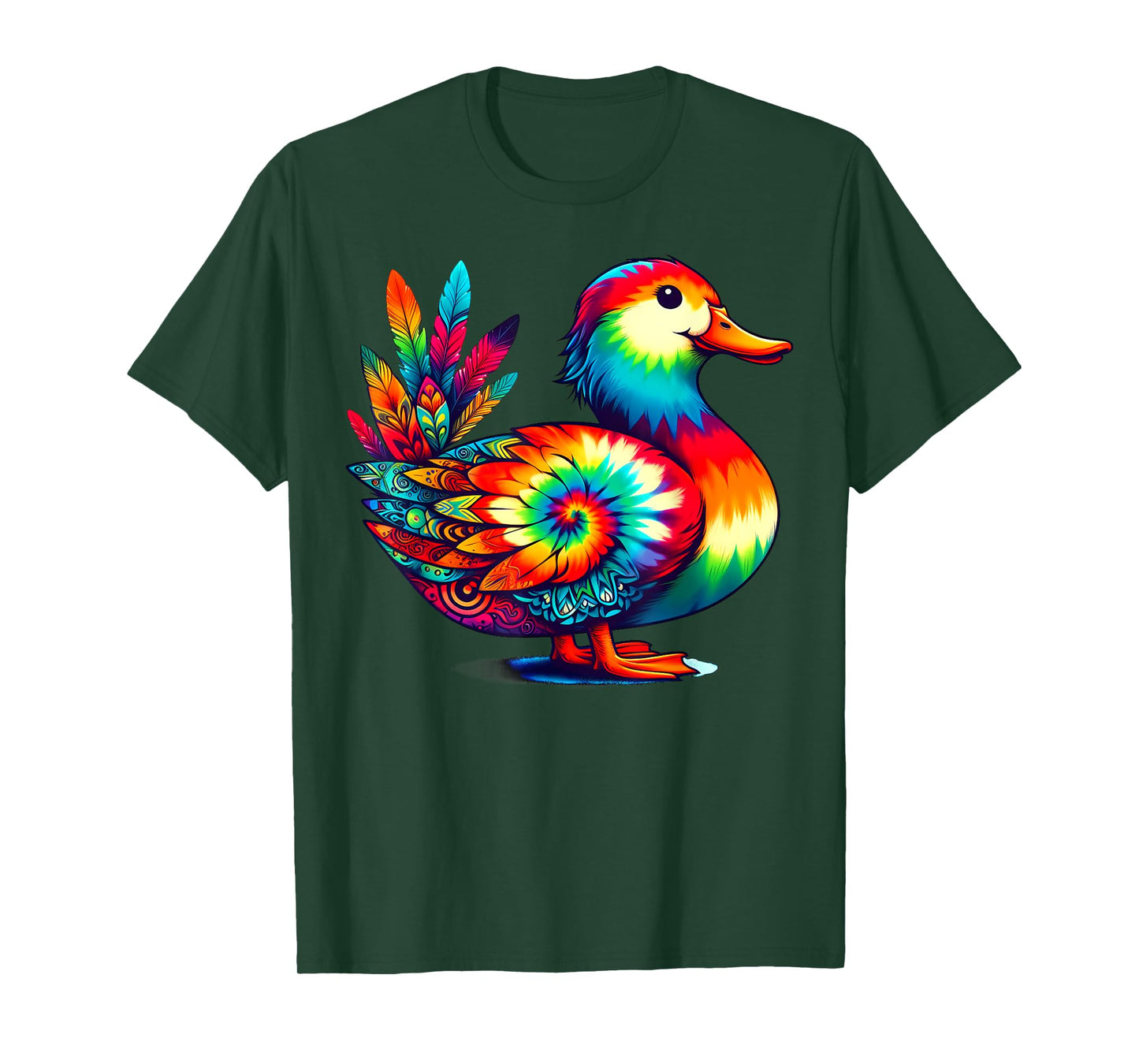 Cool Duck Graphic Spirit Animal Illustration Tie Dye Art T-Shirt
