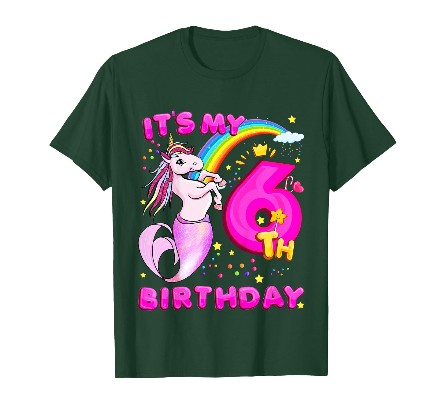 6th Birthday Unicorn Mermicorn Mermaid Gifts For Girls T-Shirt