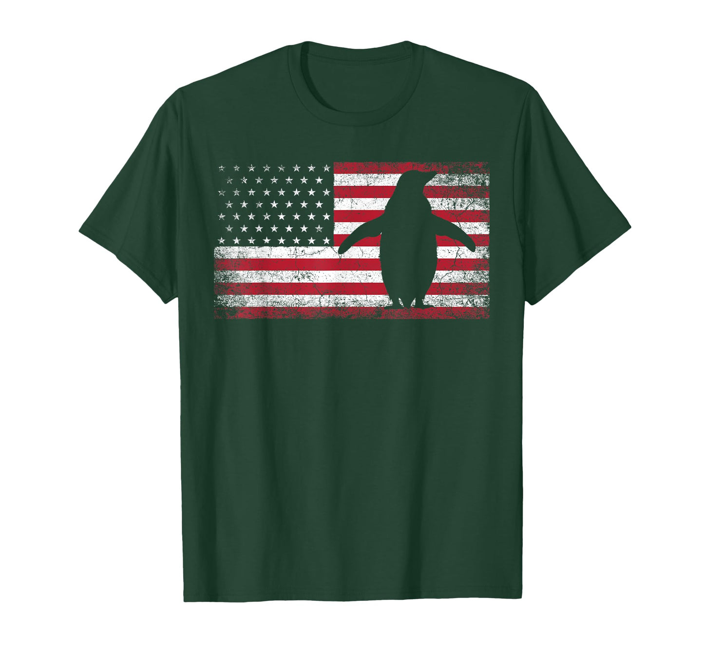 American Flag Penguin Bird 4th of July Retro Men Women USA T-Shirt
